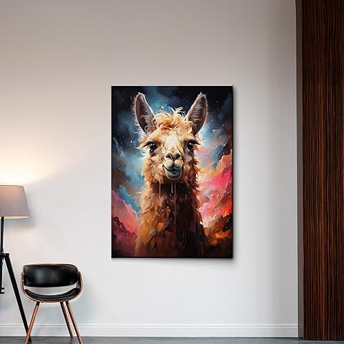 Miniatura 5 de Alpaca Canvas Wall Art for Bathroom Living Room Wall Decoration Animal Wall Painting Autumn Landscape Wall Picture Aesthetic Alpaca Wall Decor