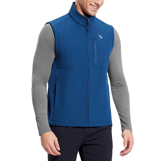 BALEAF Men's Golf Vest Fleece Lined Softshell Sleeveless Jacket Water Resistant Cold Weather Running Gear Winter Pockets