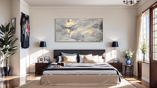 Miniatura 23 de Arte abstracto para pared, impresiones artísticas de pared, pintura en lienzo, negro, amarillo, azul, obra de arte moderna grande para sala