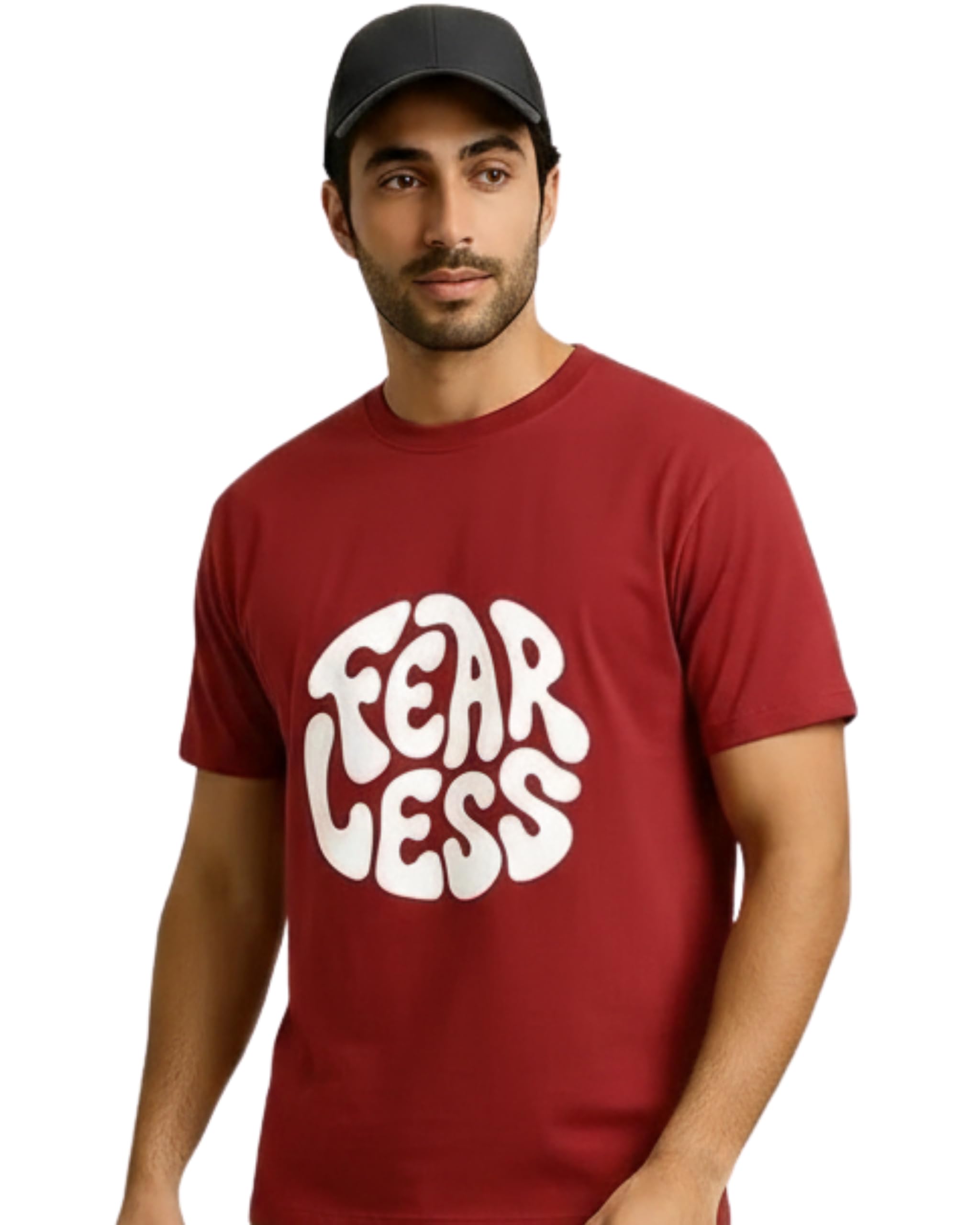 Fearless Printed T Shirt for Men | Graphic Typography Casual Cotton Tee | Half Sleeve Round Neck Regular Fit-picture-37