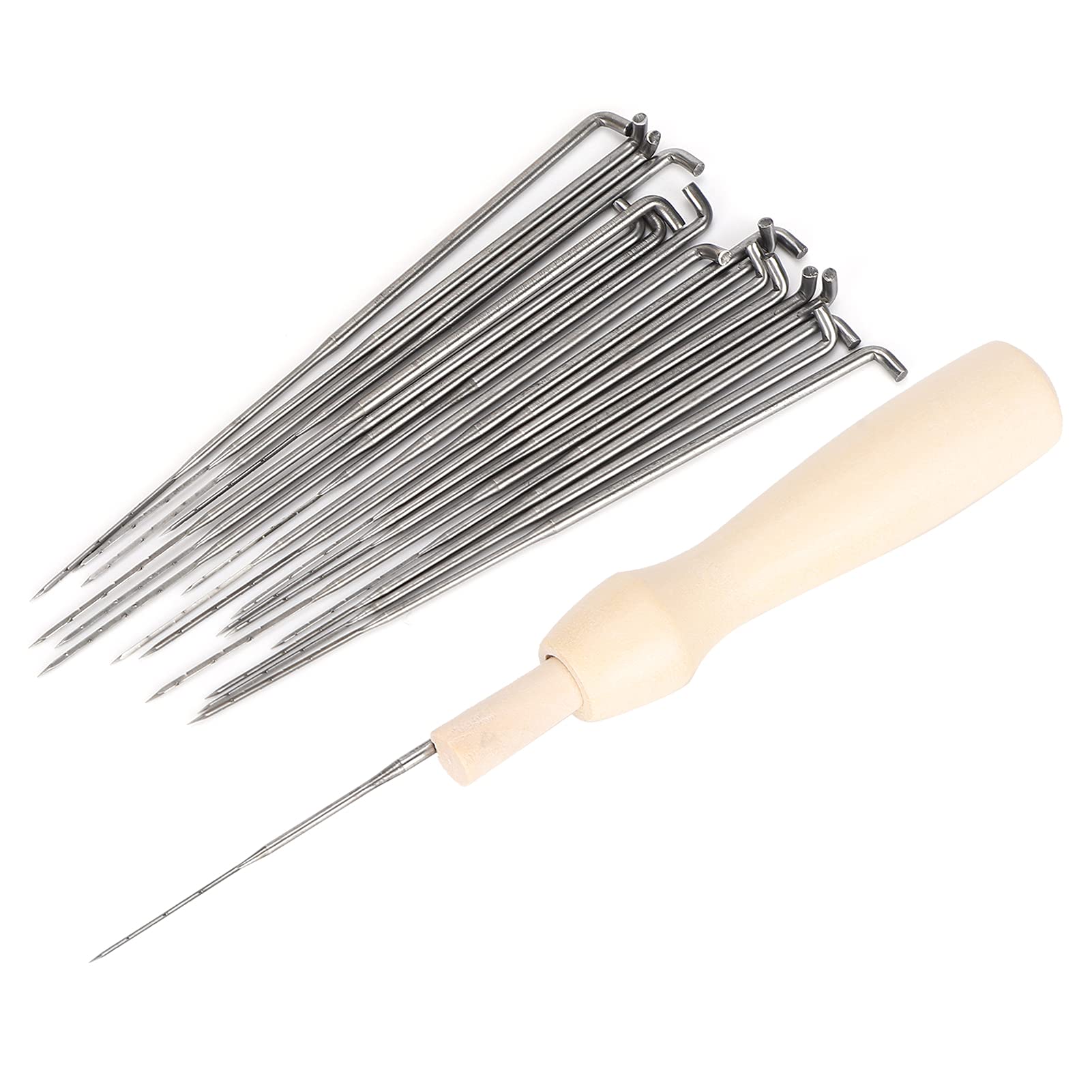 18 Stainless Steel Felting Needles Complete with Wooden Handle Bottle, Efficient Needle Replacement Replacement of Old Accessories Toy Craft Household DIY Tool
