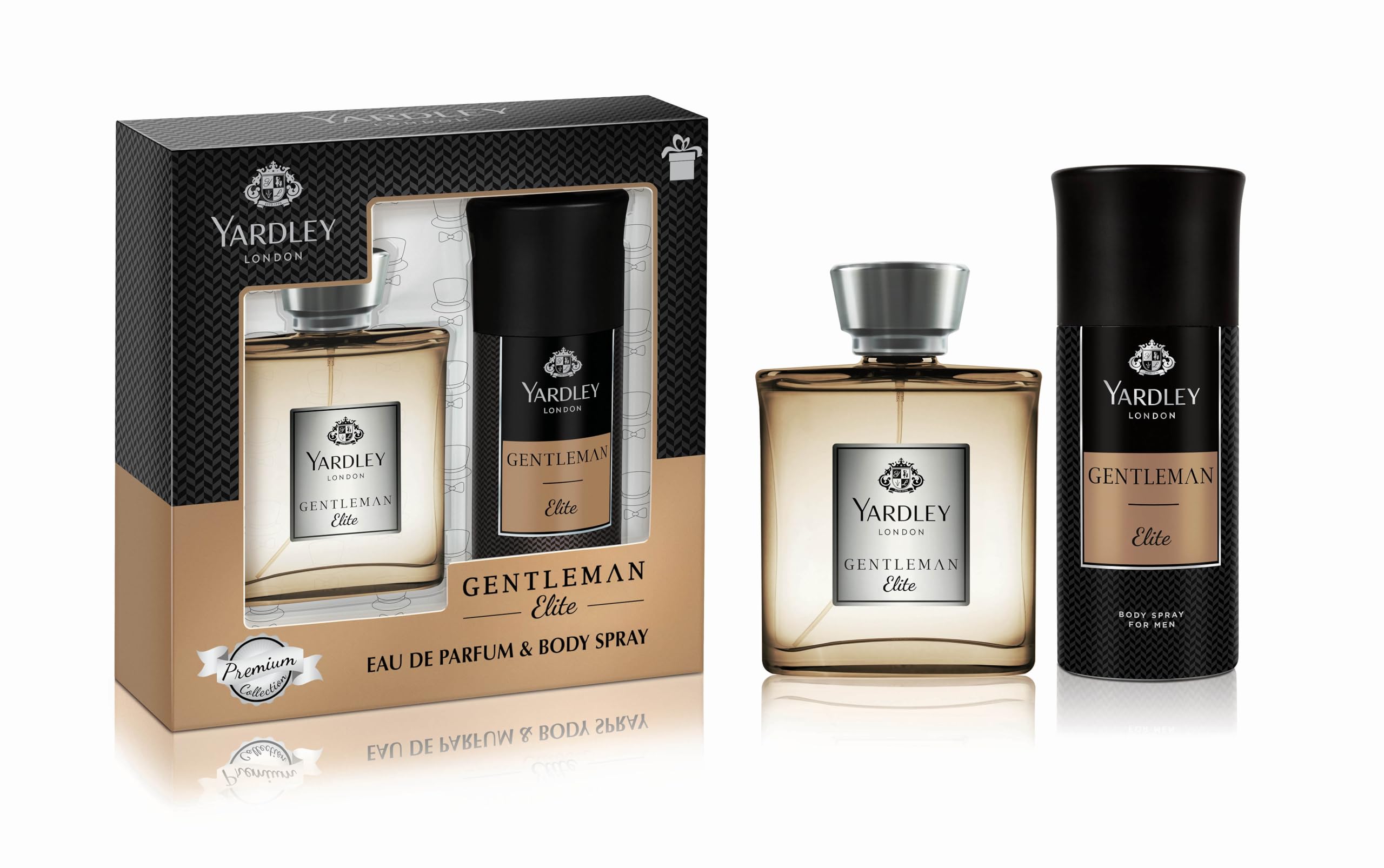 Gentleman Elite Perfumed Gift Set - Eau De Parfum 100ml + Body Spray 150ml | S&alwood, Dry Amber & Patchouli | For Men