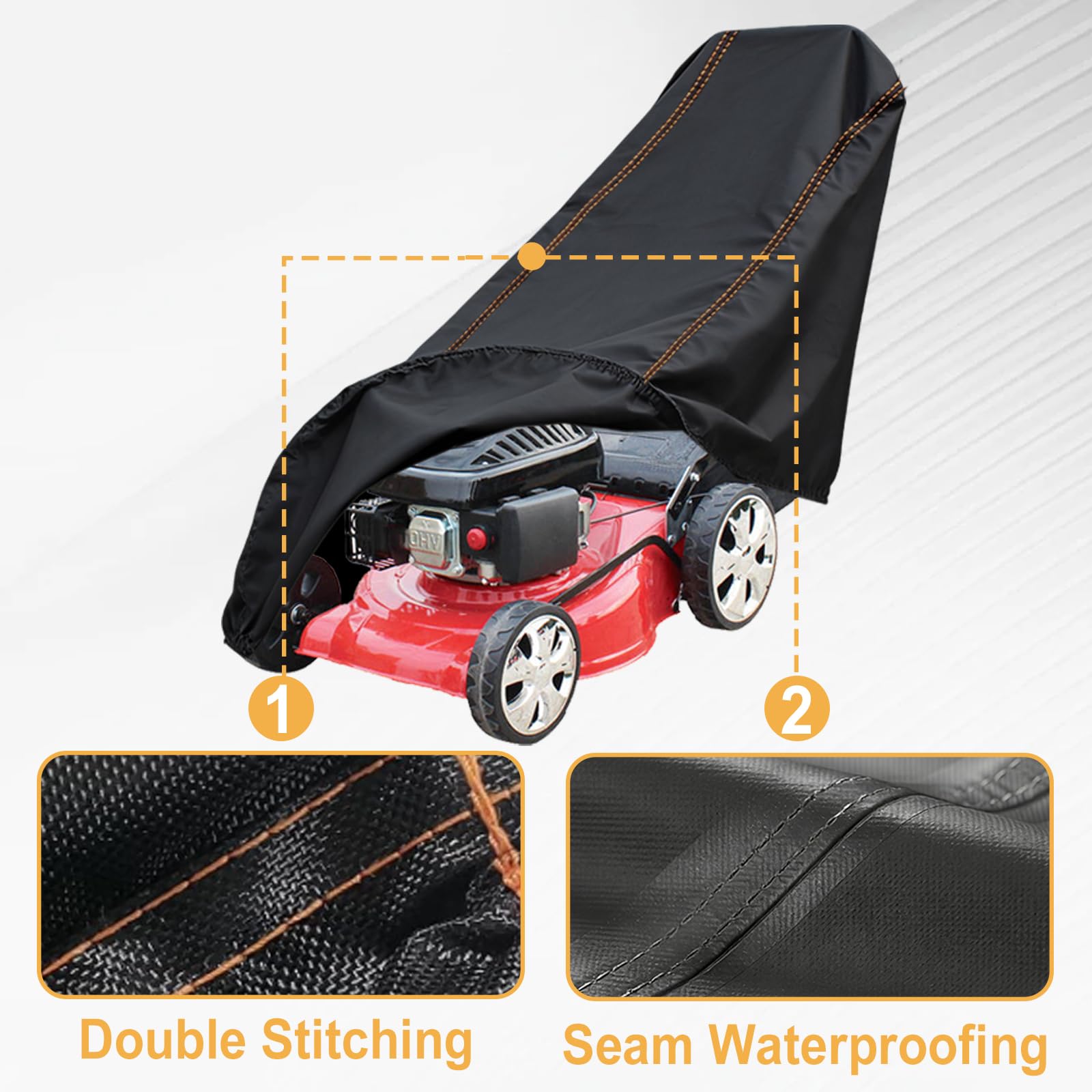 Chikia Cubierta para cortacésped de empuje 420D, resistente, compatible con Cub Cadet, Troy-Bilt, Husqvarna, Greenworks, EGO, Craftsman, Honda, resistente al viento, cubierta para exteriores con