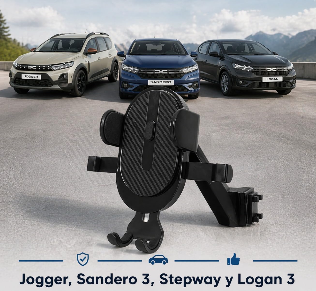 Supporto per telefono per Dacia Sandero (3ª generazione), Logan (3ª generazione) e Jogger.