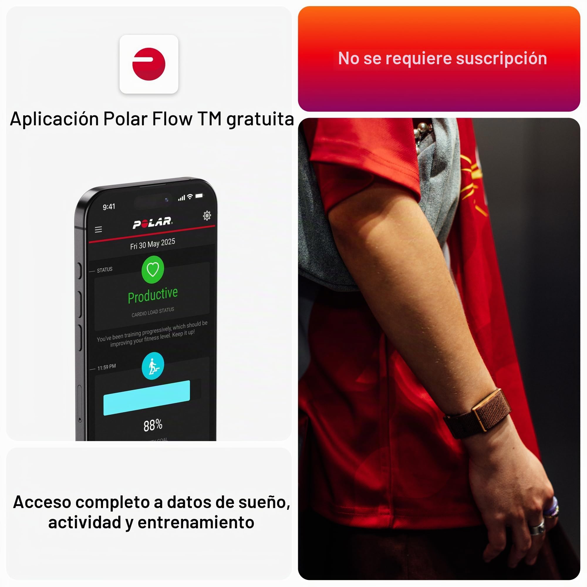 Polar Loop: Banda de Salud y Fitness usable sin Pantalla Inteligente con frecuencia cardíaca 24/7, monitoreo de sueño y Actividad, detección automática de Entrenamiento, sin suscripción, batería