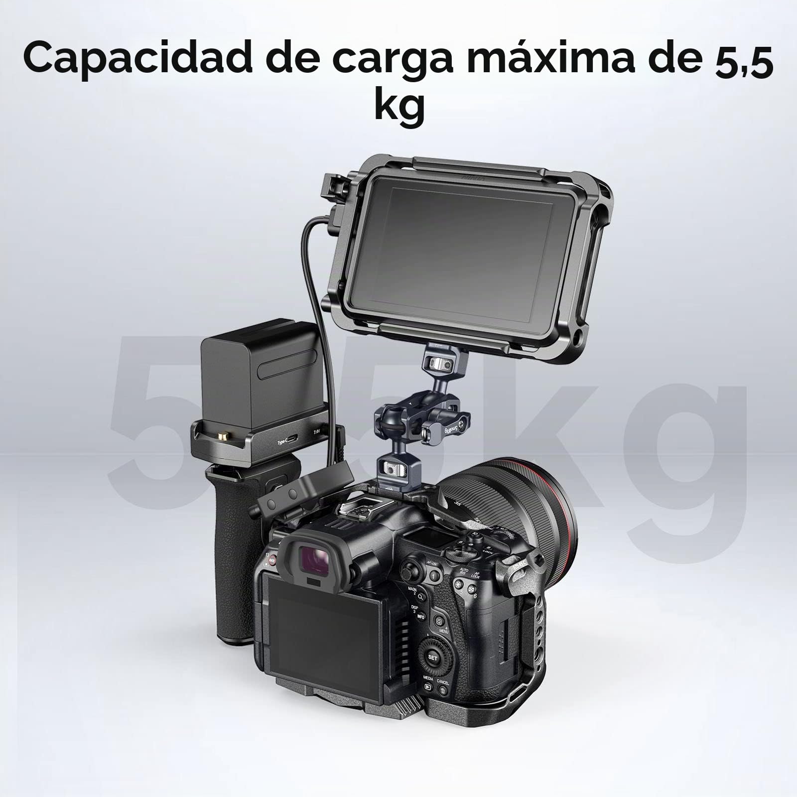SMALLRIG Brazo Mágico de Dos Cabezas Esféricas con Tornillos de 1/4"-20, Carga Máxima de 6 kg, Solo 88g, Hecho de Aleación de Aluminio y Acero Inoxidable - 3873