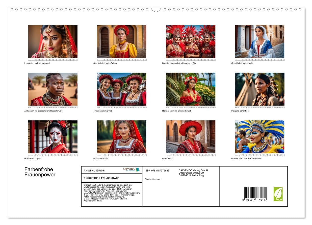 Farbenfrohe Frauenpower (hochwertiger Premium Wandkalender 2026 DIN A2 quer), Kunstdruck in Hochglanz: Traditionell geschmückte Damen aus aller Welt (CALVENDO Orte)