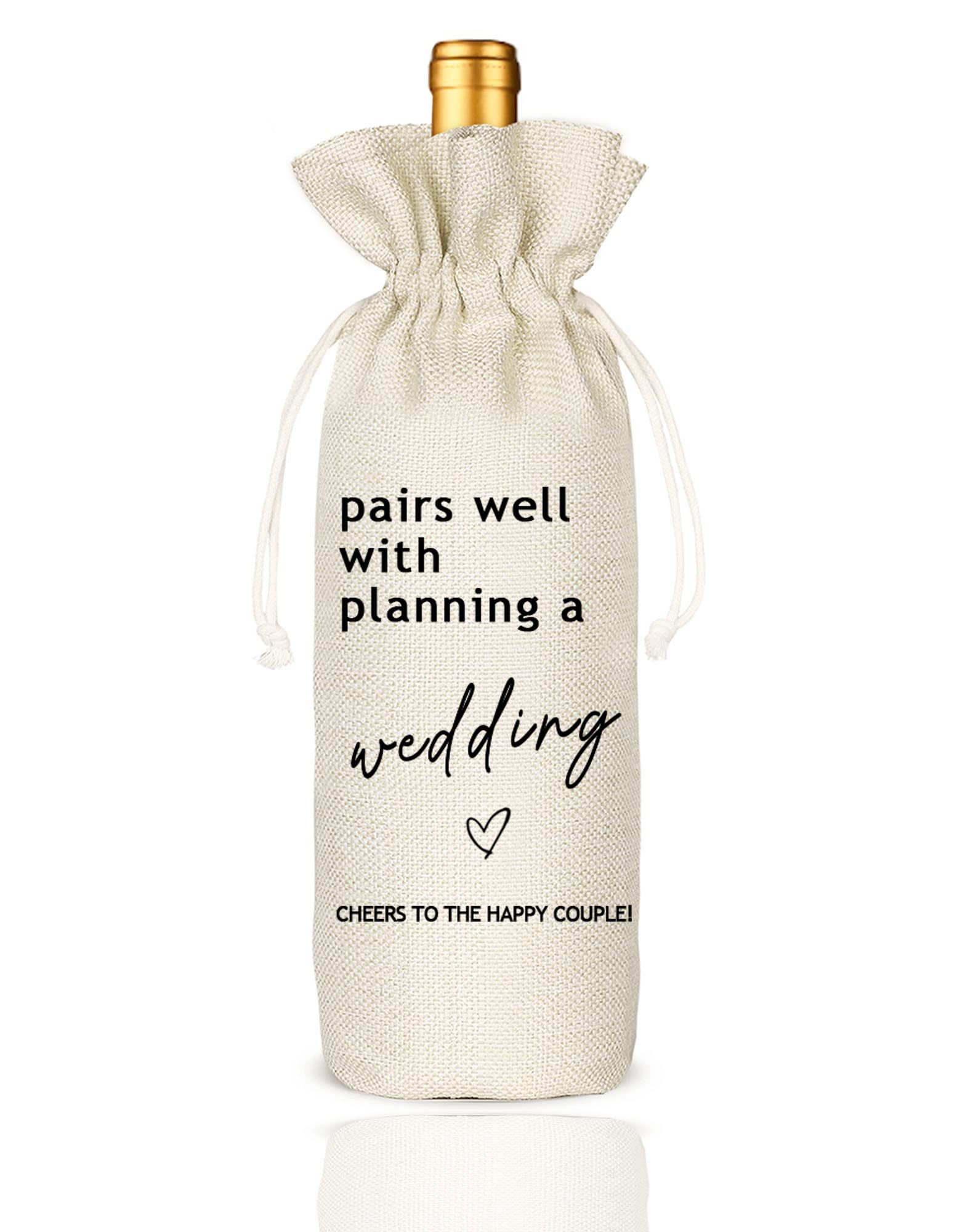 Socive Wedding Gift Wine Bags, Mr and Mrs Wedding Gift, Engagement Wine Bag, Engagement Gift, Wedding Planning Gift, Drawstring Gift Wine Bag - Pairs Well With Planning a Wedding