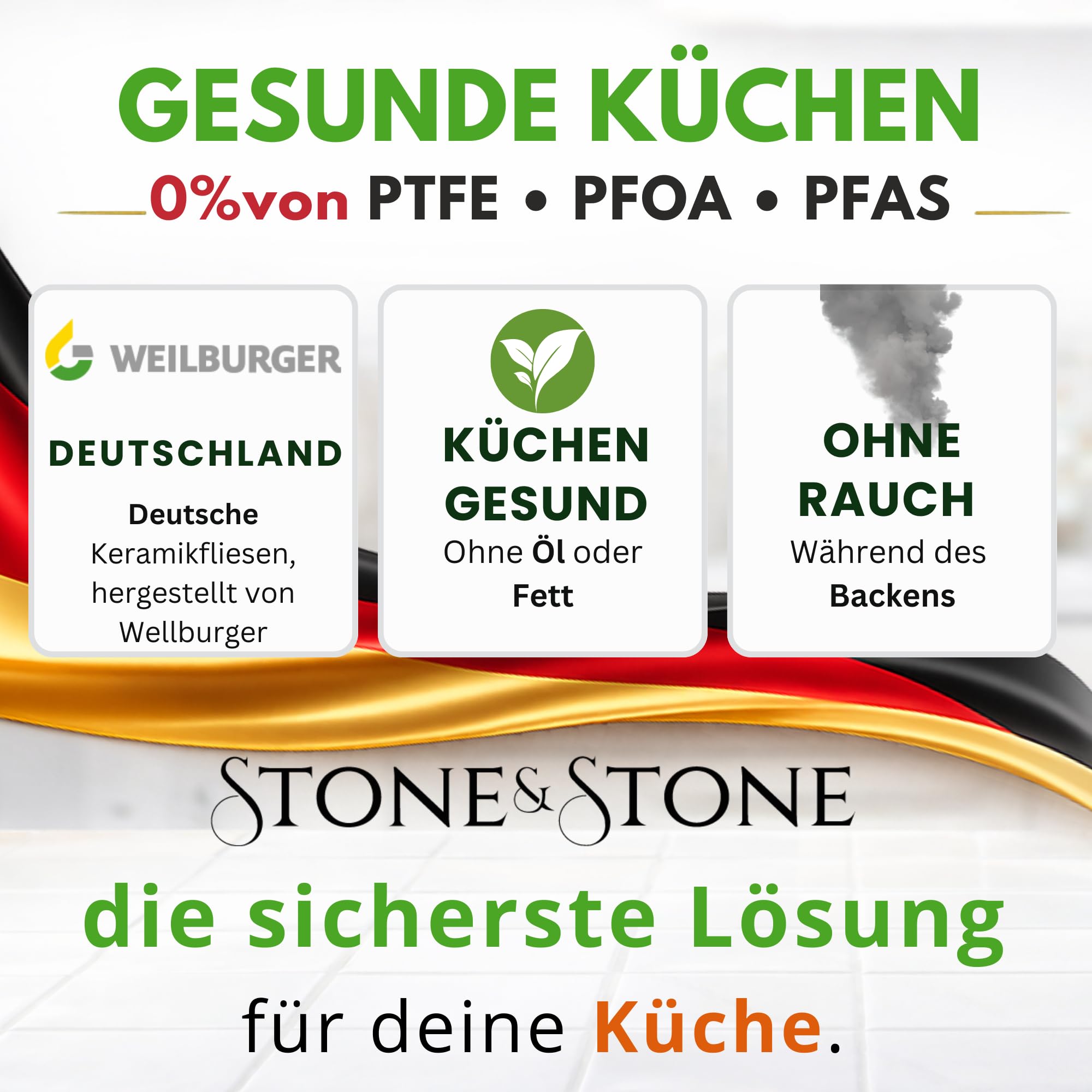 Stone&Stone Auflaufform 34x8 cm Rechteckig Antihaft, Lasagneform Bräter Ofenform aus Aluminium mit deutscher Greblon Beschichtung, Für Induktion, Gas und Ofen, PTFE-, PFOA- und PFAS-frei, mit Deckel