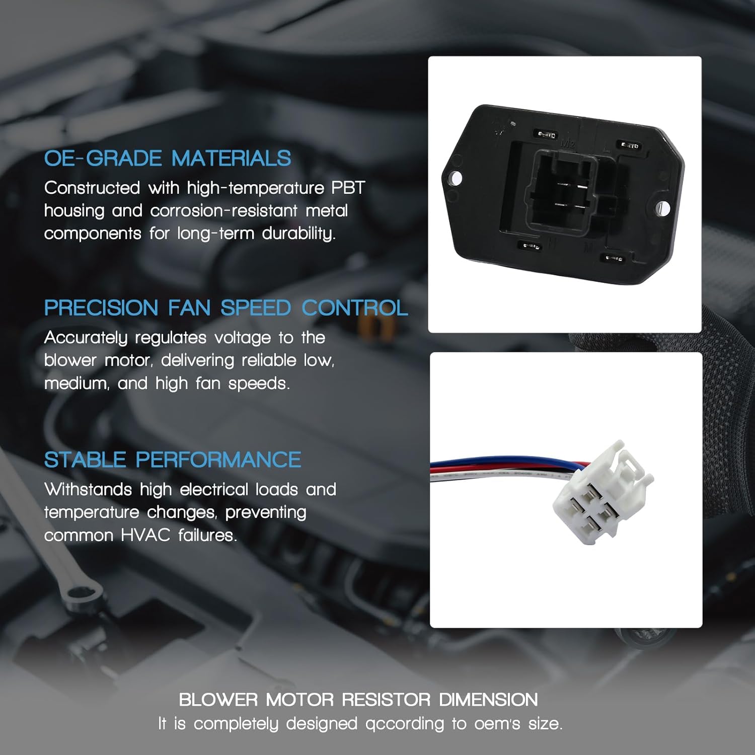 HVAC Blower Motor Resistor with Wire Harness Compatible with Honda Fit HR-V 2015 2016 2017 2018 2019 2020 2021 2022 2023 2024 2025Relpace 79330T5RA01