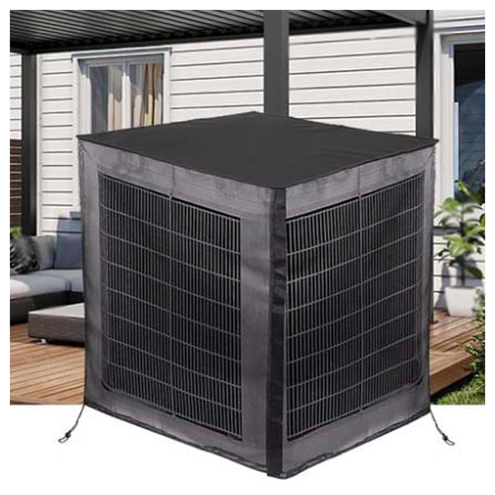 QYMYOZ Breathable Outdoor Air Conditioner Cover with Waterproof Top - Protects Against Leaves, Weeds, Pollen & Debris - Essential AC Unit Protection for All Seasons