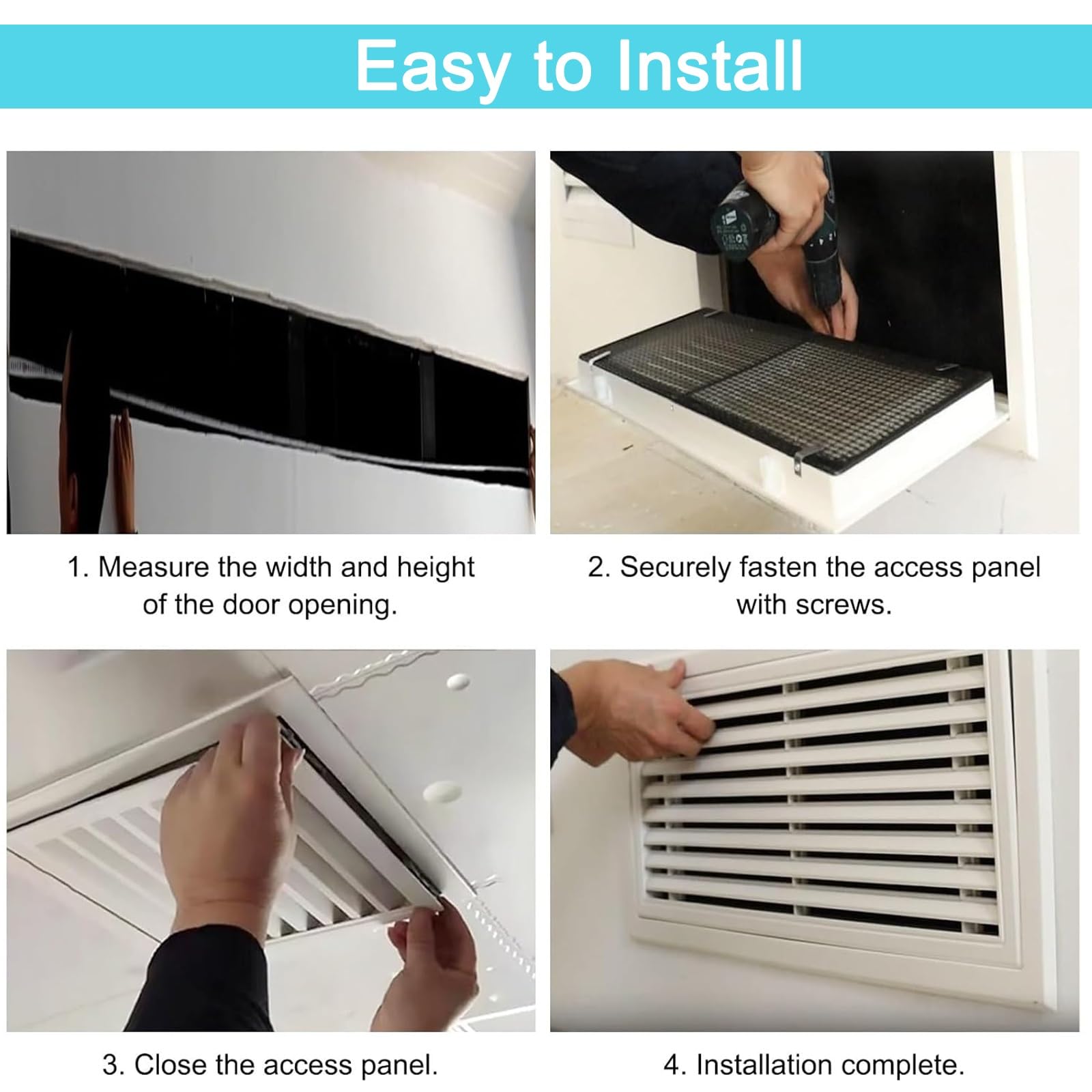 Żaluzjowe aluminiowe kratki powietrzne 70 x 25 cm / 27.6x9.8in (27,6 x 9,8 cala) z filtrem i panelem dostępu - idealne do systemów HVAC, klimatyzacji i kontroli wentylacji