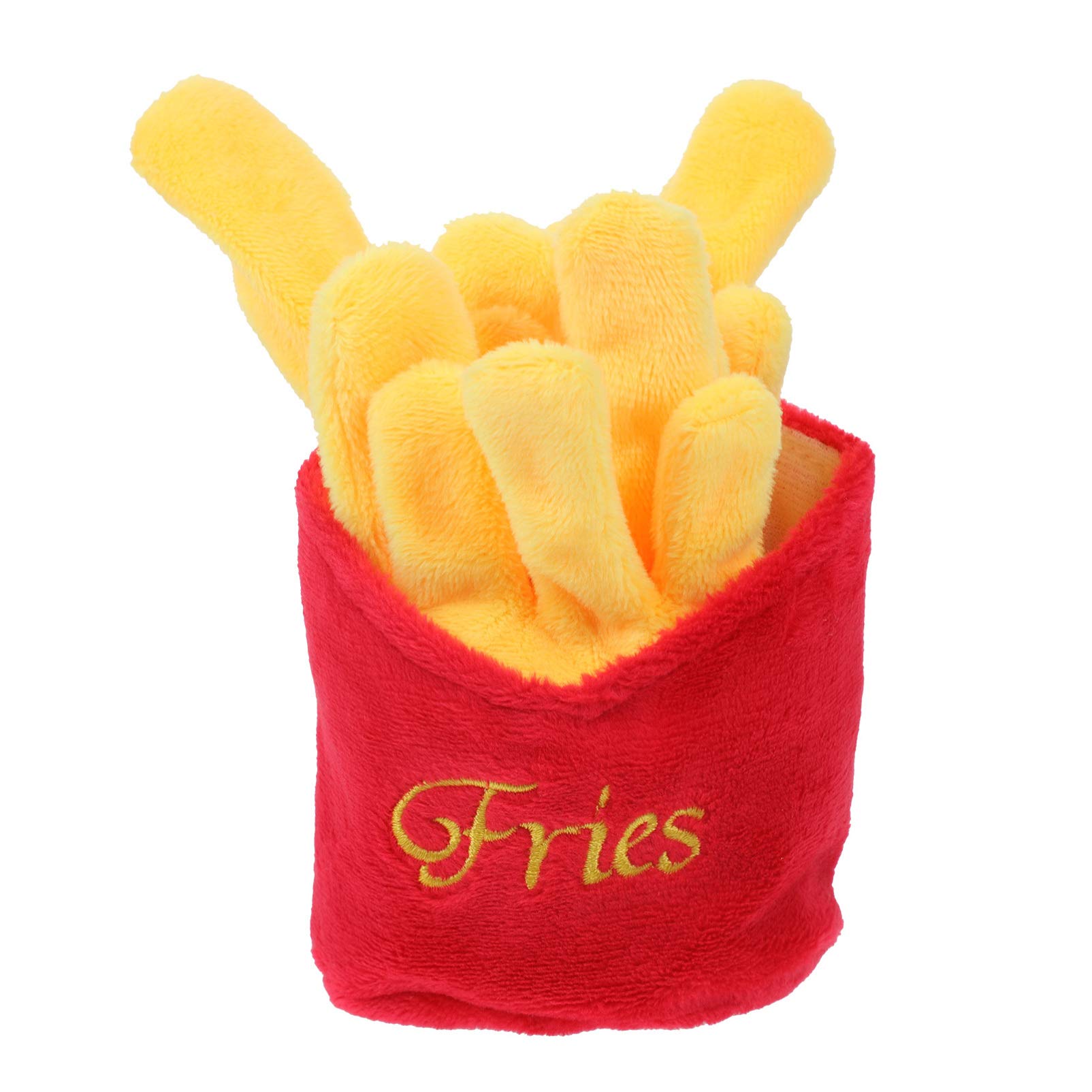 POPETPOP Jouet couineur en peluche pour chien – Jouet interactif à mâcher avec hamburger, frites, hot dog pour chiens de petite et moyenne taille