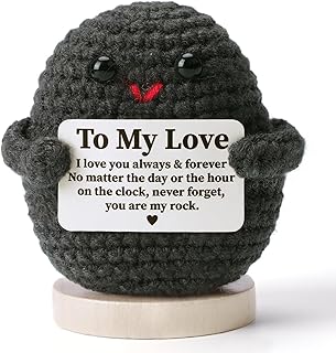 I Love You Gifts for Him Her, Handmade Crochet Rock, Anniversary Christmas Wedding Gifts for Boyfriend Girlfriend, Romantic Husband Wife Birthday Gift Ideas for Couples Valentines Day Stocking Stuffer