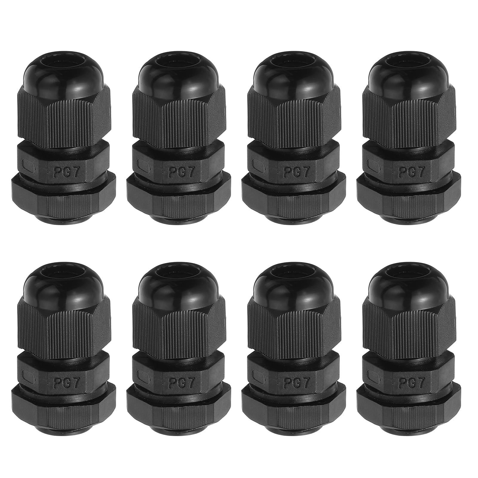 sourcing map 8 Pcs PG7 Cable Gland, 3.5-6.5mm Wire Hole Strain Relief Joint for Cable Fixing, Wiring, Repairing, Gland Replacement, Electrical Appliances, Black