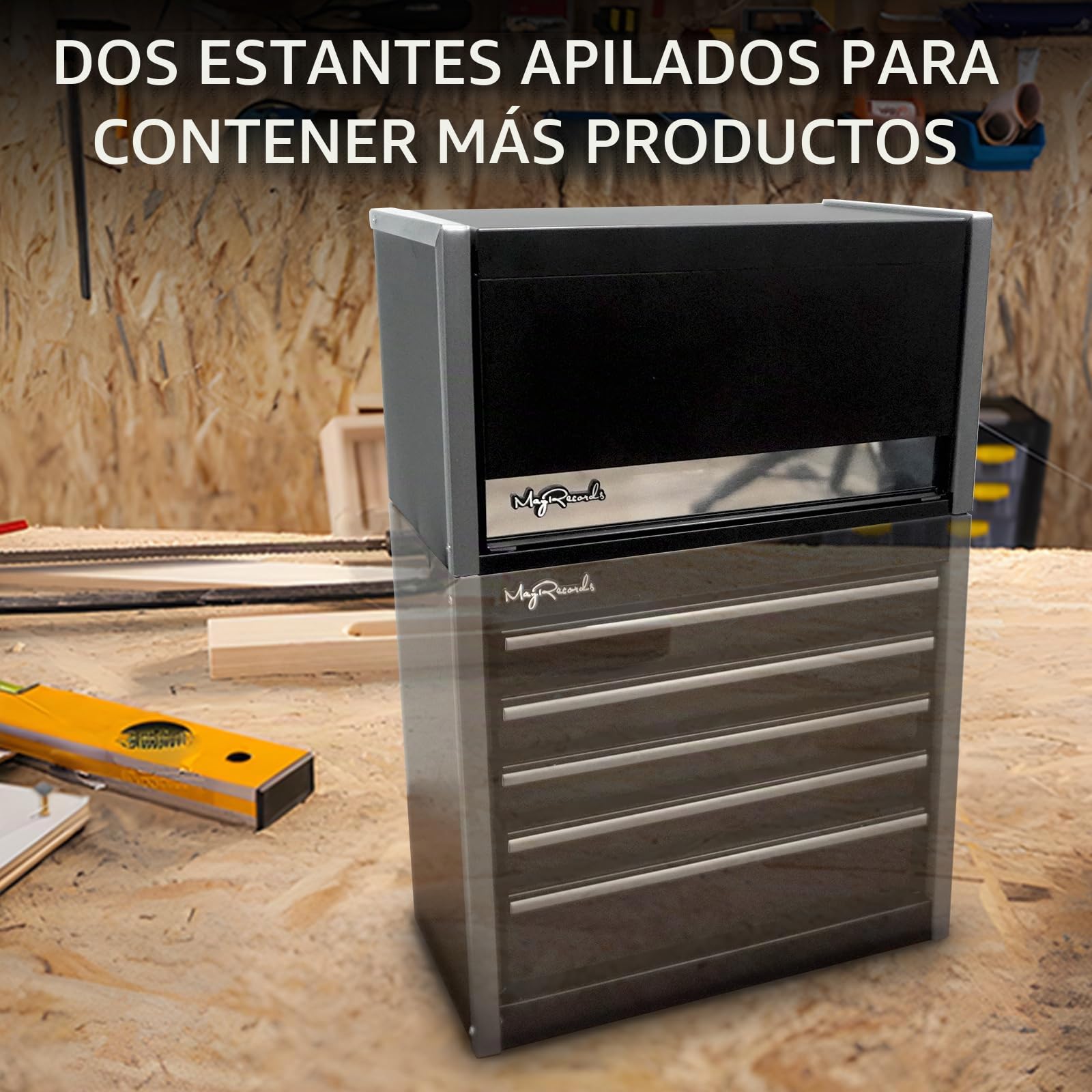 Mini caja de herramientas de metal con 3 cajones y almacenamiento superior, portátil, micro con compartimentos, caja de herramientas multifuncional para almacenamiento de herramientas y organizadores