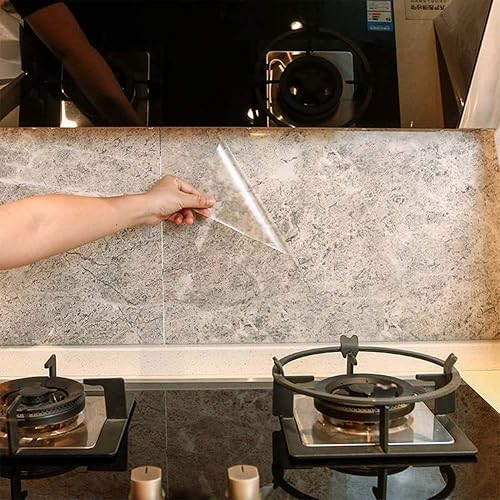 Miniatura 7 de Calcomanías de papel tapiz para cocina, protector de pared transparente que puede soportar altas temperaturas, película transparente autoadhesiva