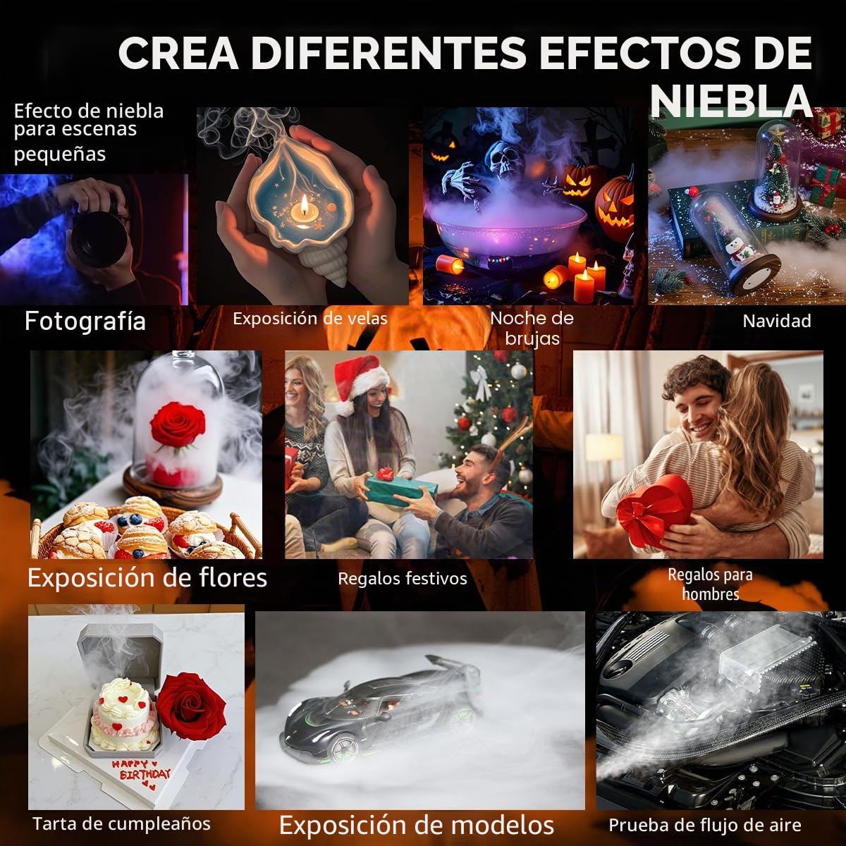 Mini máquina de niebla para fiestas al aire libre, portátil, ligera, humo, pequeña máquina para DJ escenario interior (negro), ML-FMOFOG1