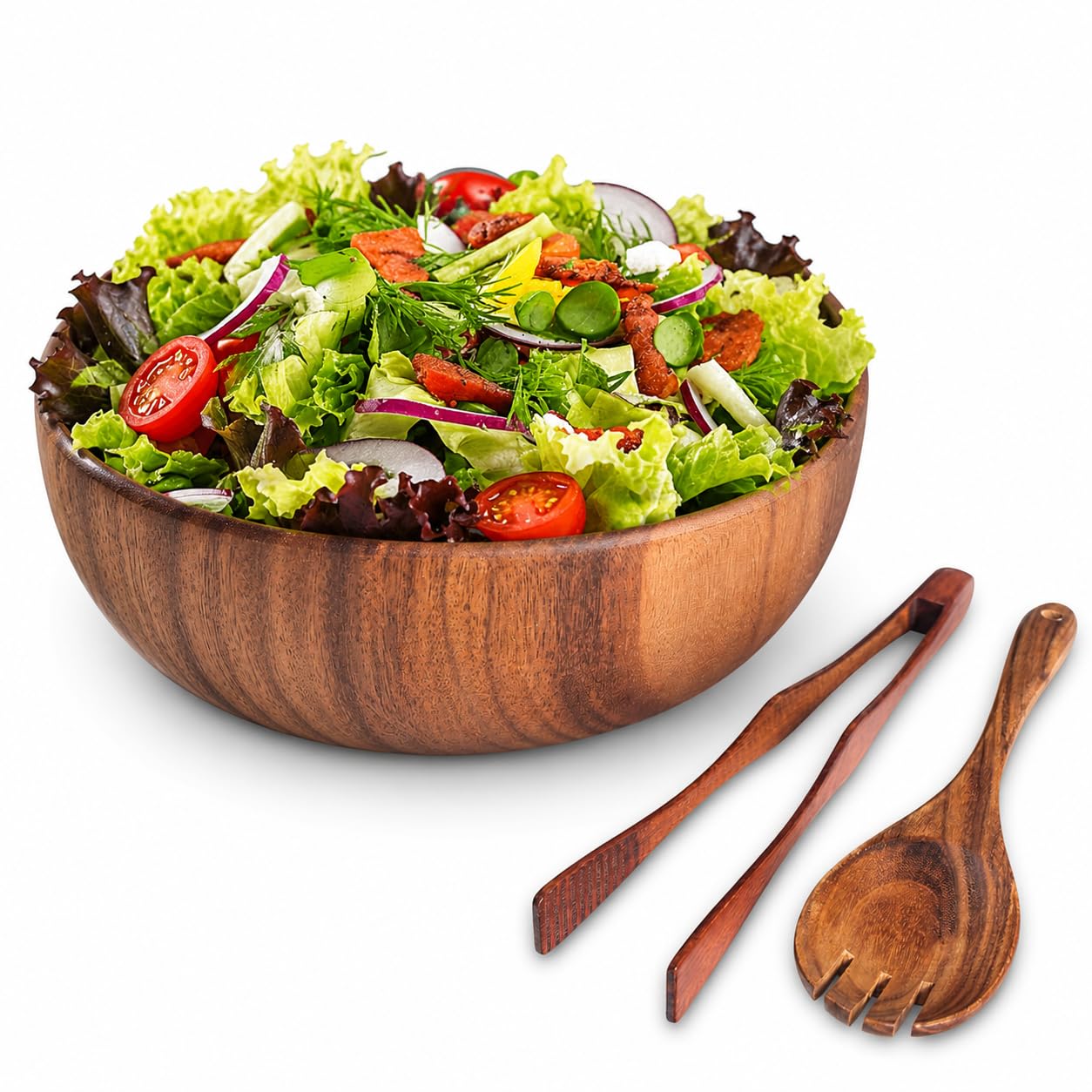 Saladier en bois, bol de service de cuisine