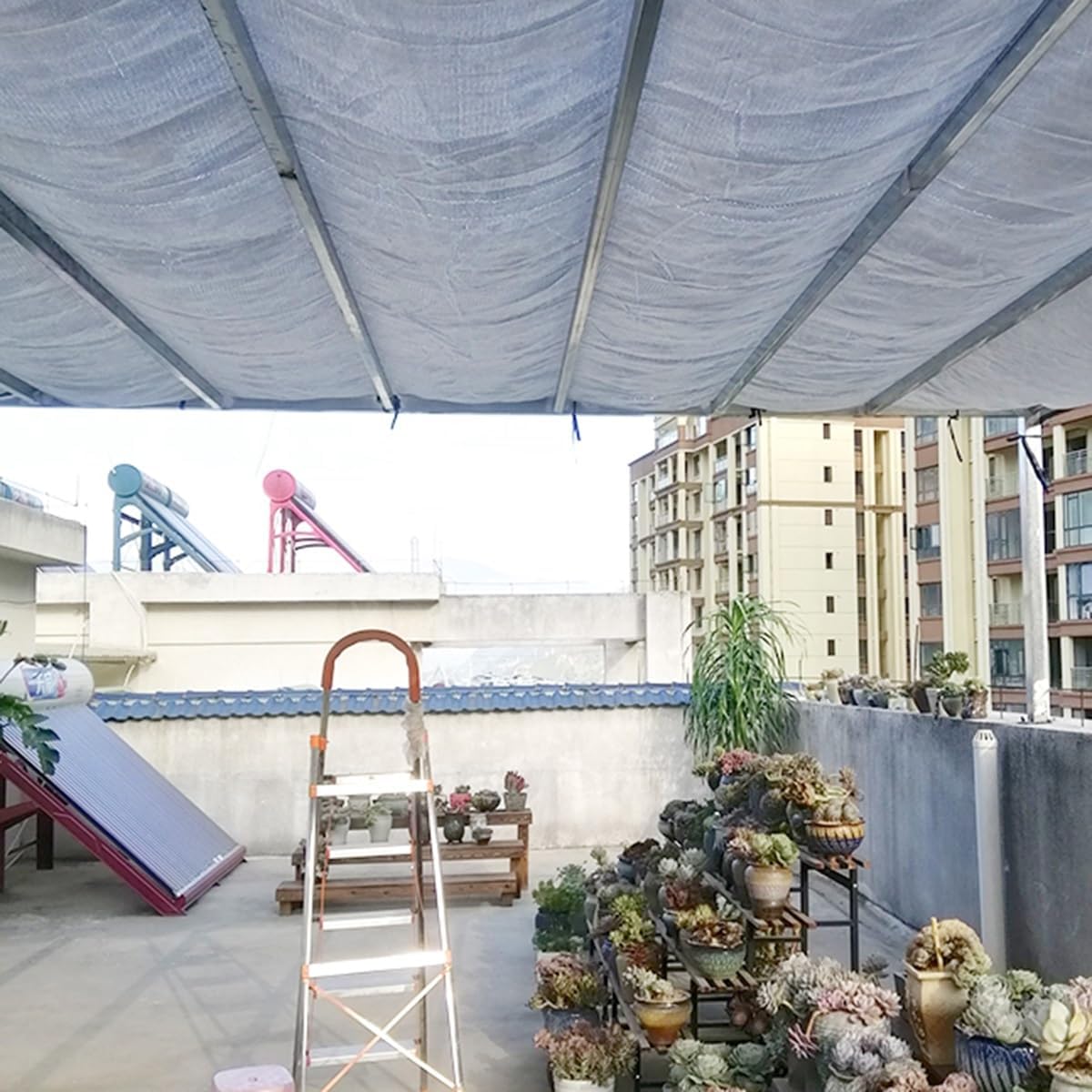 80% Aluminum Shade Cloth Silver Mesh Tarp Privacy Sunblock Net Shade Sails for Plants Greenhouse Outdoor Pergola Lawn Kennel Chicken Coop 5ft 10ft 15ft 20ft 25ft 30ft 35ft 40ft 50ft(5x10ft)