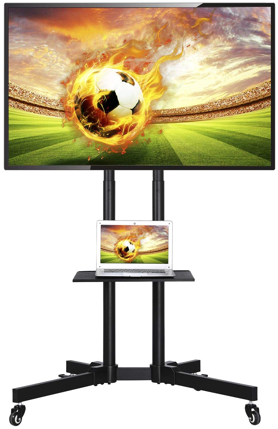 Yaheetech Universal Floor TV Stand, Mobile TV Cart on Wheels, Height