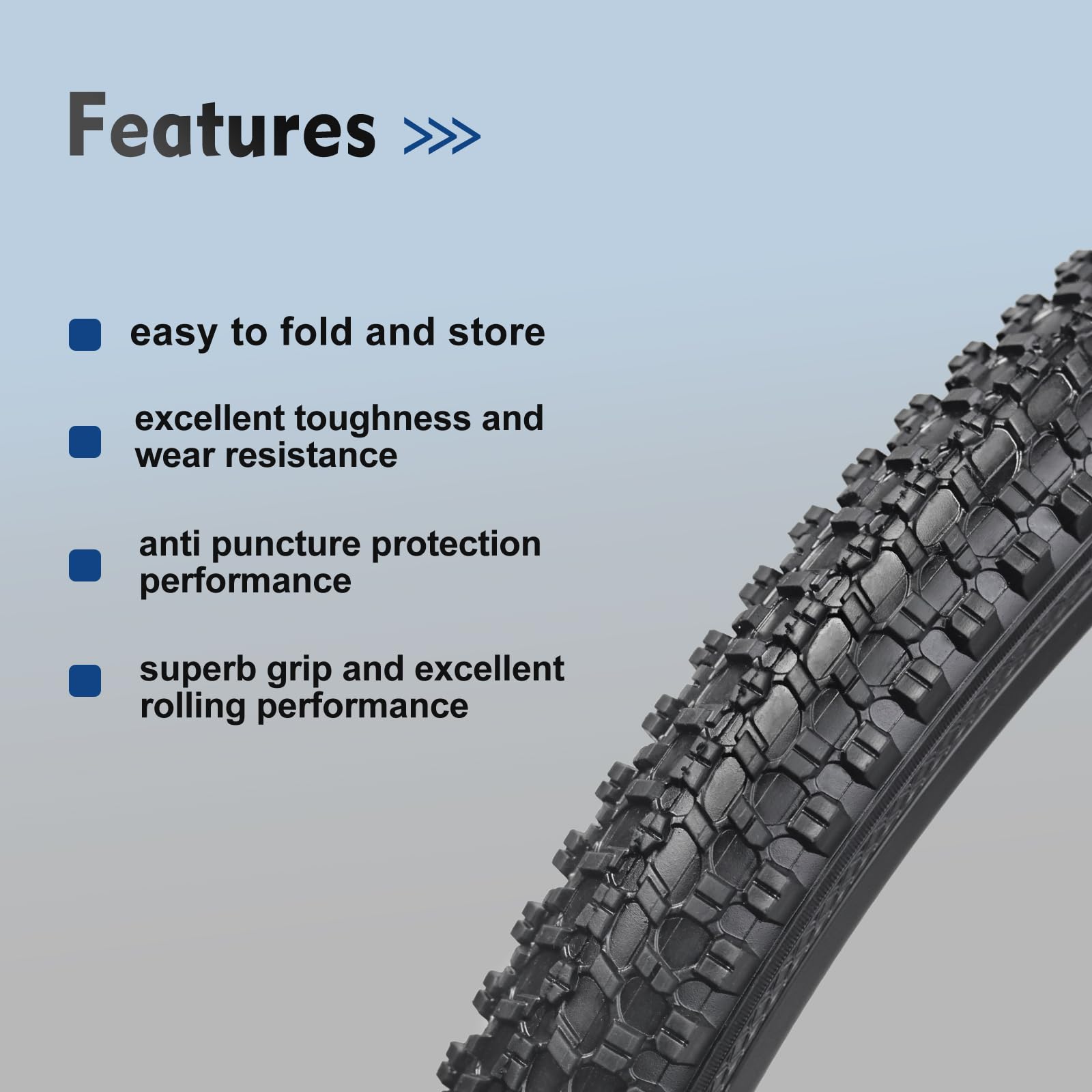 24x1.95 Bike Tire,HUIOK Folding Replacement 24 Inch Bike Tire,Cushioned and Comfortable MTB Bicycle Tire,Rubber Tires for Hard Roads, Muddy