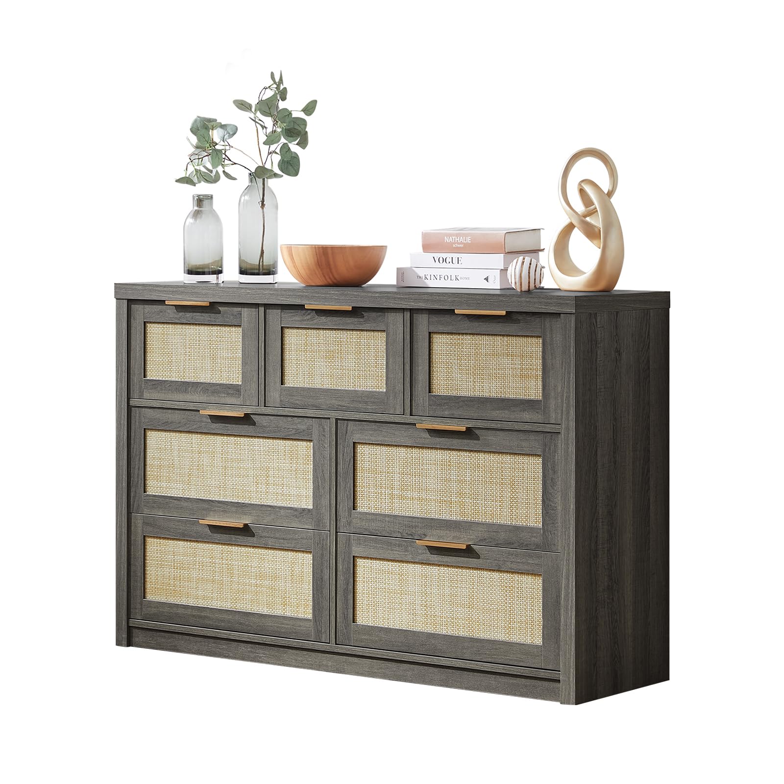 Amazon.com: OAKHAM HOME 7 Drawers Dresser, Rattan Dresser TV Stand for ...