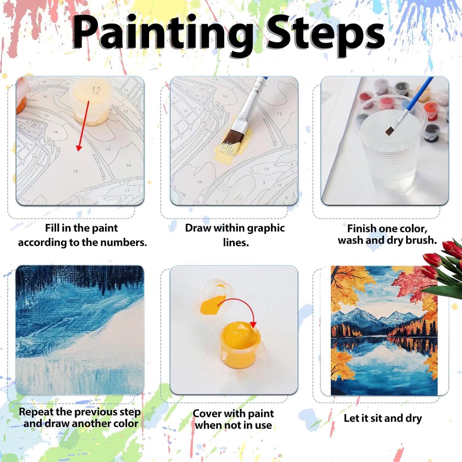 Pintar por Numeros Adultos pintar por numeros niños manualidades niños 10 años, DIY Pintar por Números de Pincel y Pintura acrílica Decoraciones para el Hogar Manualidades, sin Marco 60x80cm C-224
