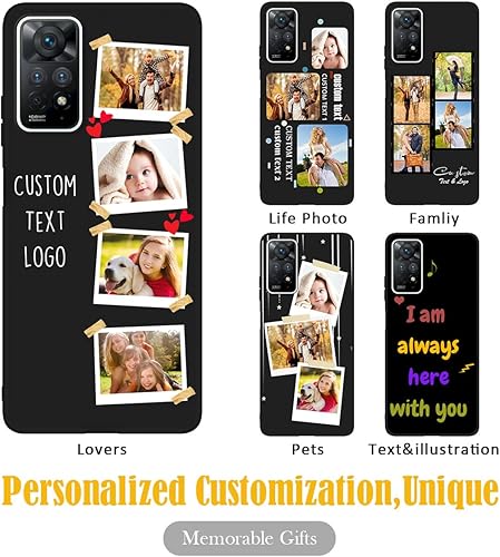 Miniatura 2 de LalatiFy Funda de teléfono personalizada para Redmi Note 11 Pro (5G) y Note 12 Pro 4G con nombre de collage de fotos múltiples, funda de silicona