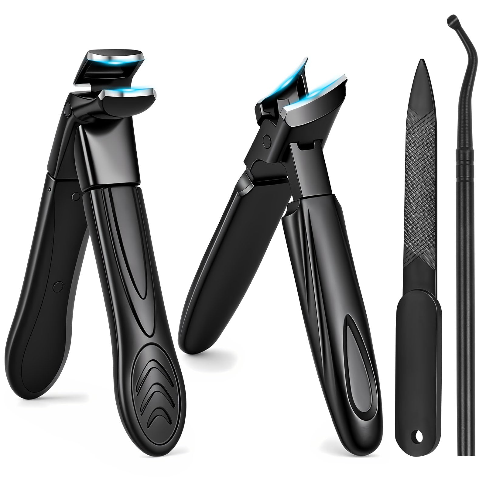 Beugo Nail Clippers for Thick Nails Toenail Clippers for Thick Toenails Angled Head Large Toe Nail Clipper Set Wide Jaw Opening Sharp Heavy Duty Fingernail Clipper Cutter for Men Women Seniors