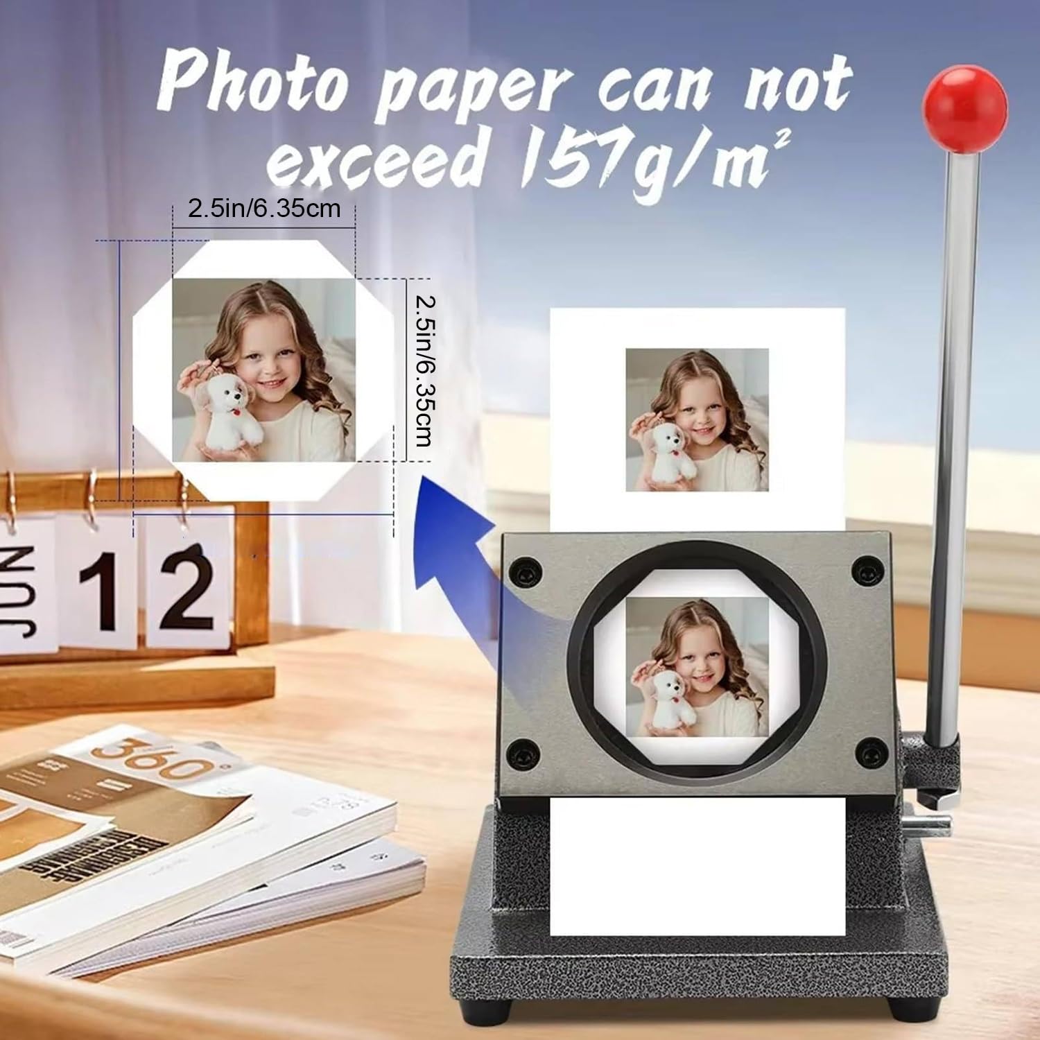 Kühlschrankmagnete, Knopf-Maschine, DIY-Foto-Abzeichen-Magnetmaschine mit Sets von Verbrauchsmaterialien, Papierschneider, quadratische Knopfpressmaschine, Verwendung in Kühlschränken und überall dort