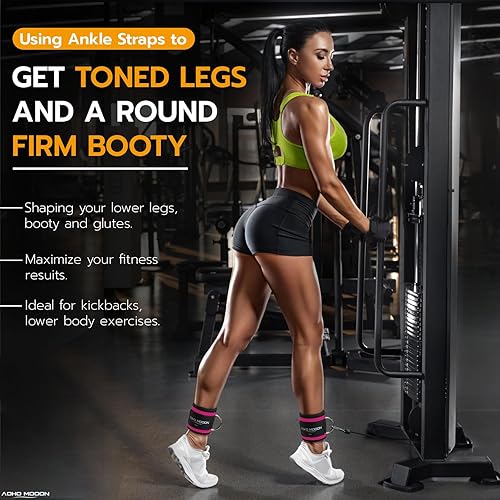 Miniatura 8 de (Pair Comfortable Adjustable Ankle Straps for Cable Machines Women, Gym Workout Leg Strap, Glute Cuff, Ankle Cuffs for Glute Workouts, Foot Straps