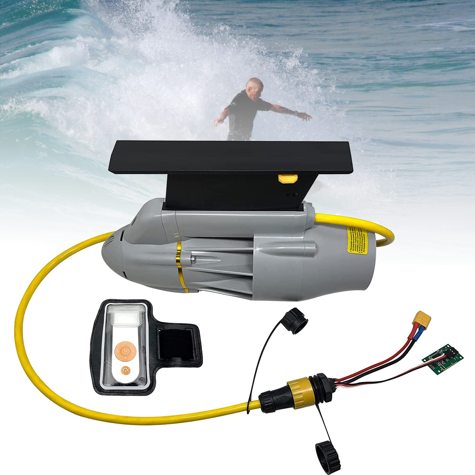 NAMVI Motor de Tablas de Surf subacuáticas, Aletas de Surf eléctricas de 12 V, Aleta de Potencia con batería, Tabla de Remo de pie Sup, Tabla de Surf, hélice de Kayak para Todas Las Tablas de Surf