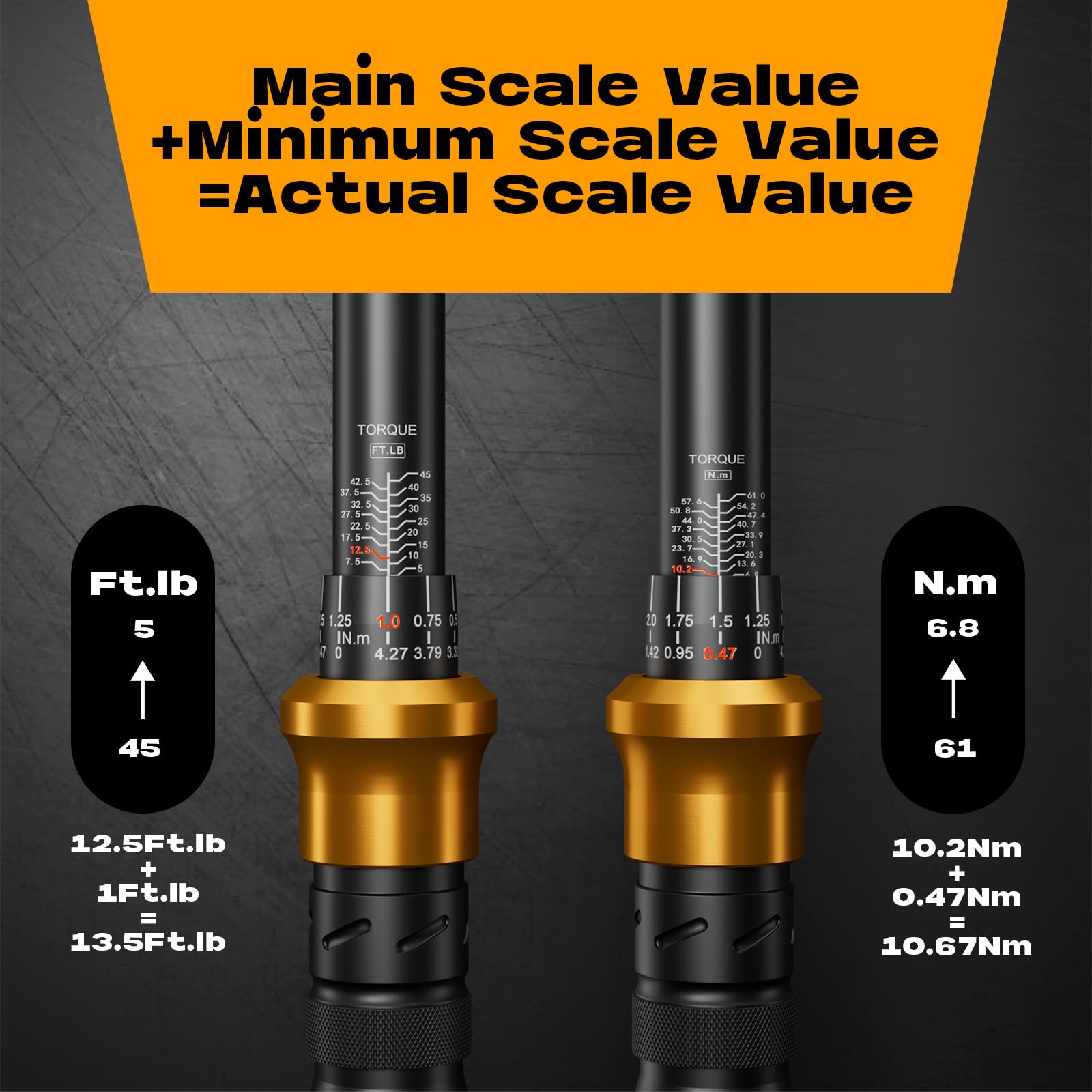 Set di chiavi dinamometriche per candele da 3/8" con chiave dinamometrica a scatto, set di chiavi dinamometriche da 6,8-61 Nm con presa magnetica girevole per candele (14 mm/16 mm/5/8"), barra