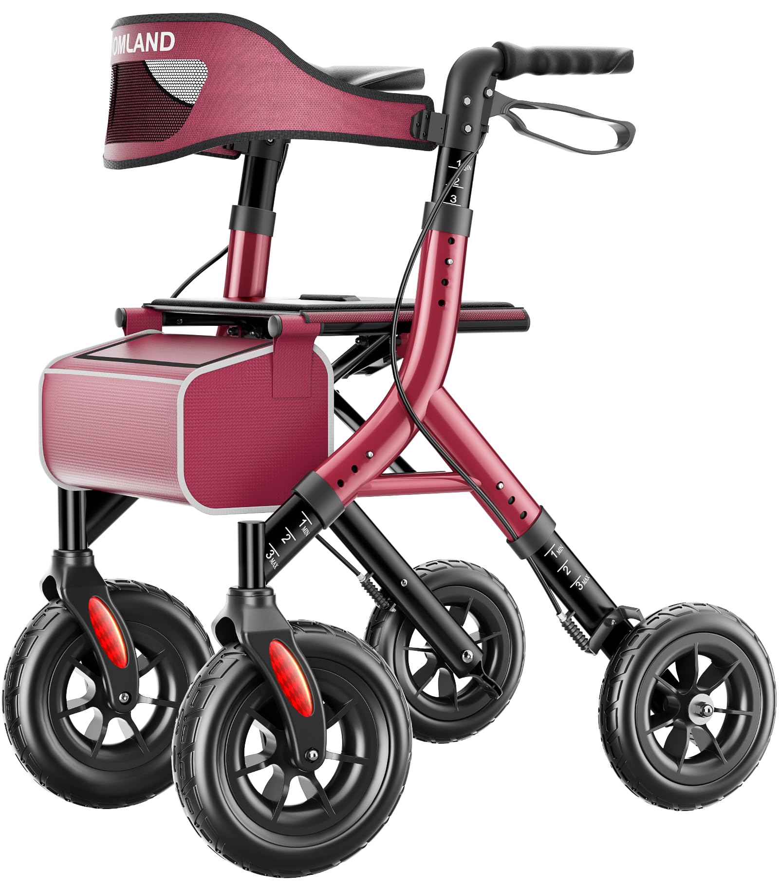 HOMLAND All-Terrain Rollator Walker with Seat for Seniors, Aluminum Frame