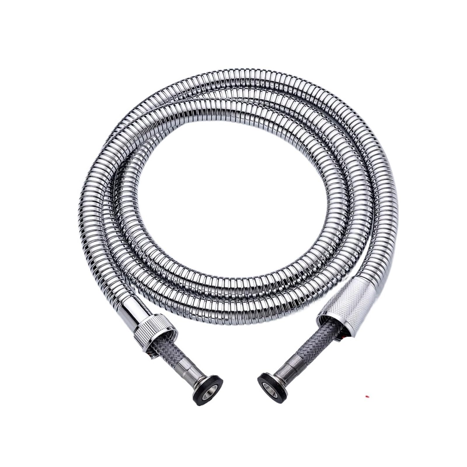 Kdberhfsa Chrome 1.5M Black/ Flexible Shower Hose Bathroom Shower Water Hose Extension Plumbing Pipe Pulling Tube Bath Accessories(Chrome)