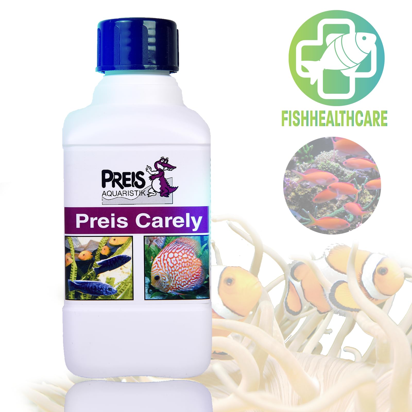Smart-Planet by Preis Aquaristik - Integratore alimentare originale Carely + V-Power per pesci 1000 ml – 100% vegetale per acqua di mare e acquari d'acqua dolce