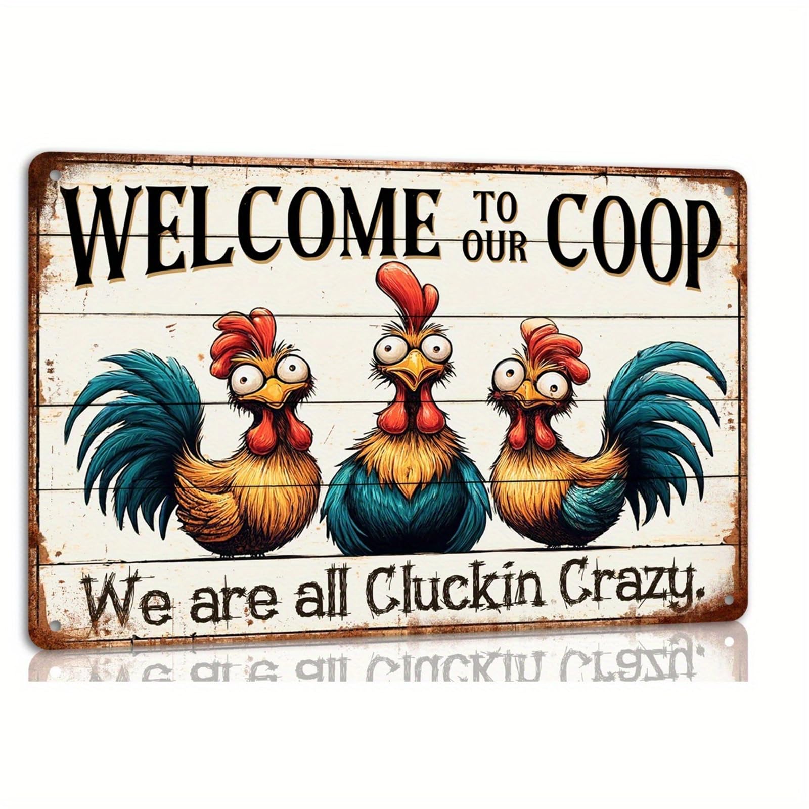 Nucelit Handcrafted Farmhouses Theme Tin Sign Wall Decors Countrysides Animal Art Iron Painting Hanging Plaques for Garden Farm Animal Wall Decors Iron Painting