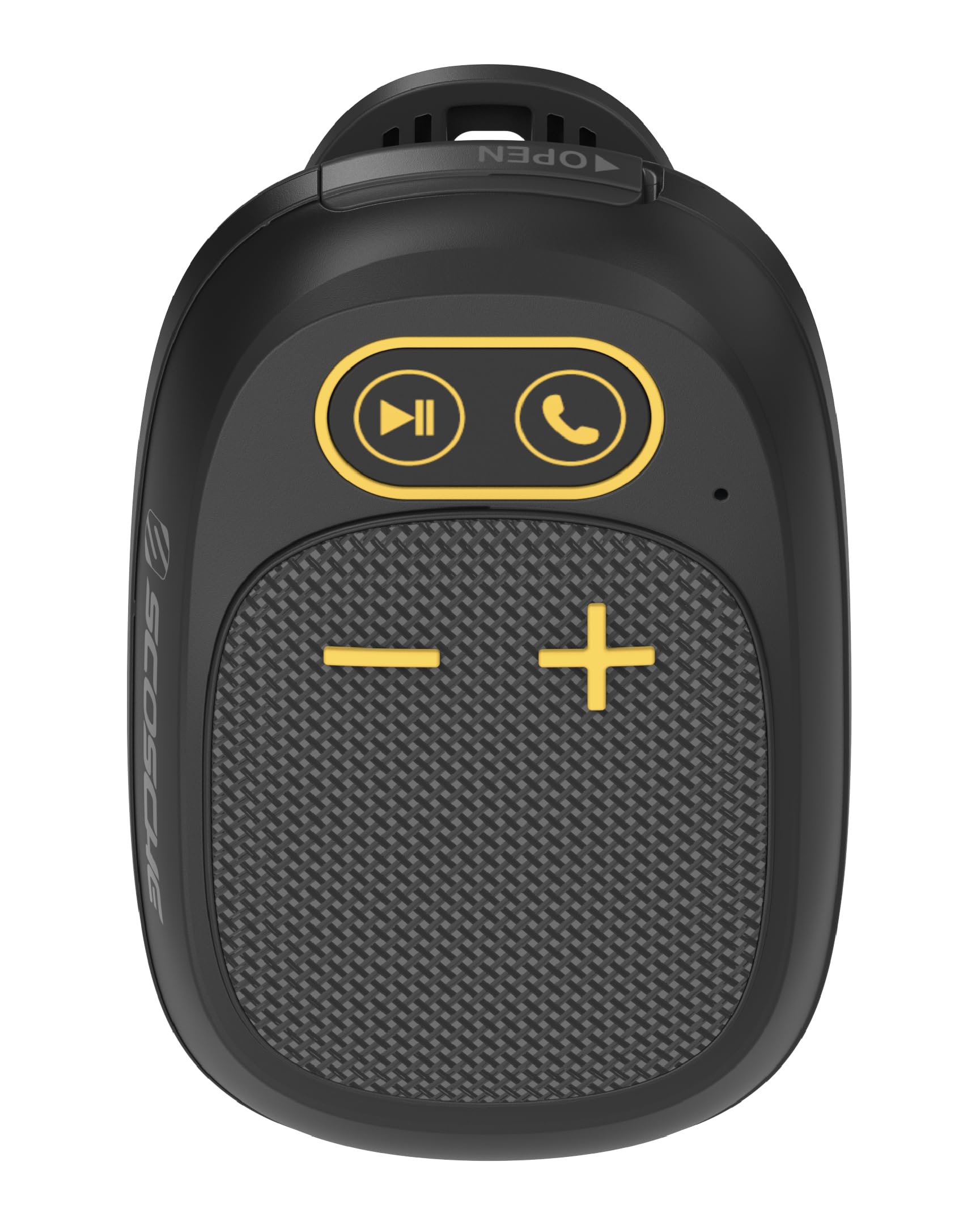 Scosche Magnetic Clip-On Wearable Bluetooth Speaker with Built-in Mic for Hands-Free Calls, IP65 Waterproof & Dustproof Jobsite Speaker for Work and Outdoors, Compact and Lightweight Portable Design