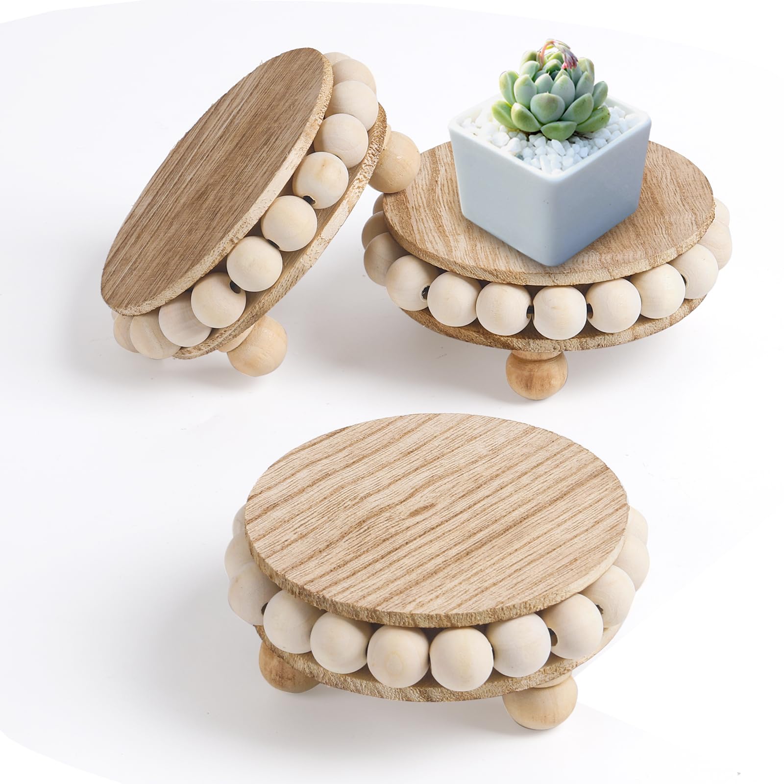 yunmanqijiWood Riser,3 Pack Risers for Decor,Home Décor Accents Risers ,Display Stands Apply to Home Decor，Room Decor ,Farmhouse Deocr(Brown, 4 Inches)