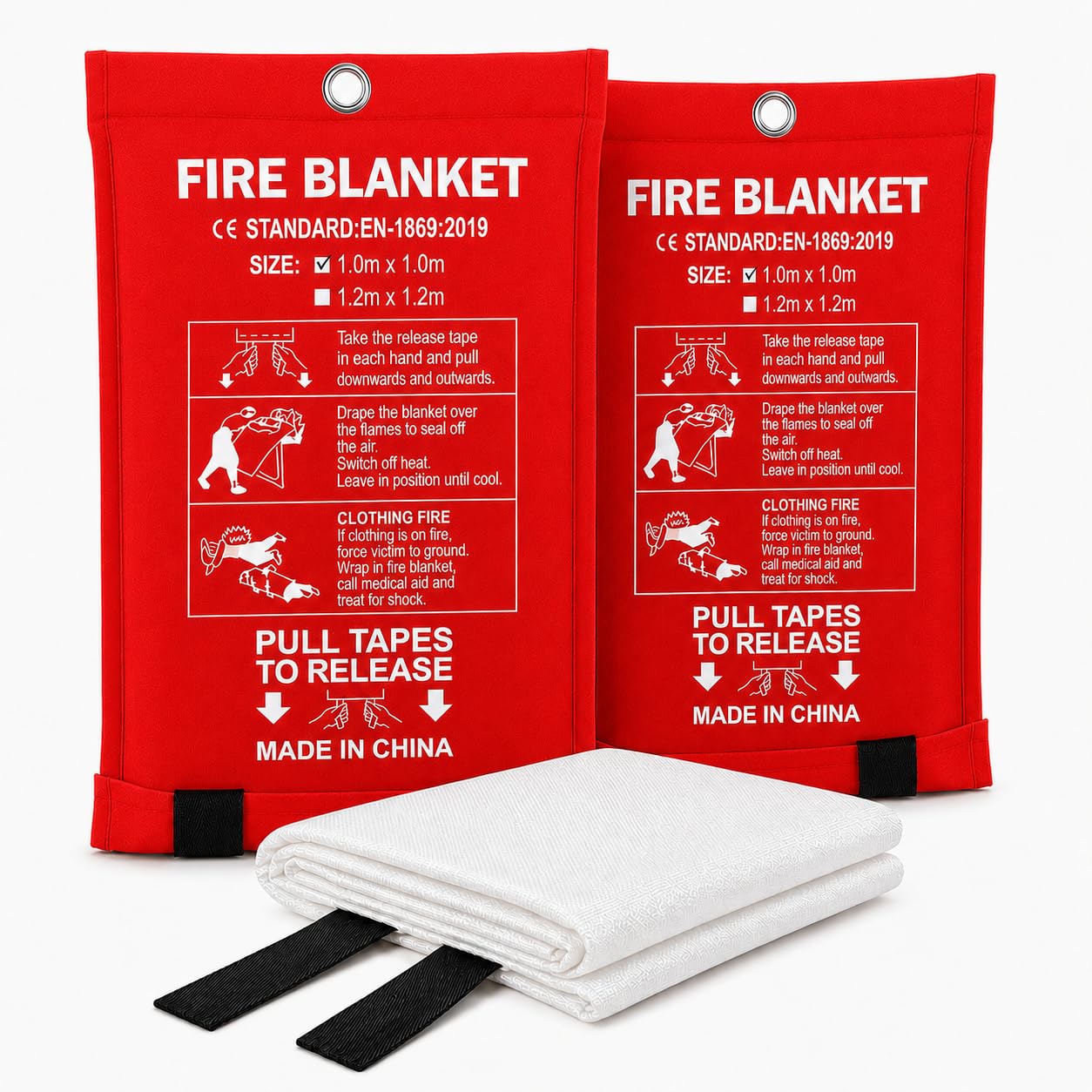 Fire Blanket Fiberglass Fire Blanket for Kitchen Home Large 1x1m, 2 Pack