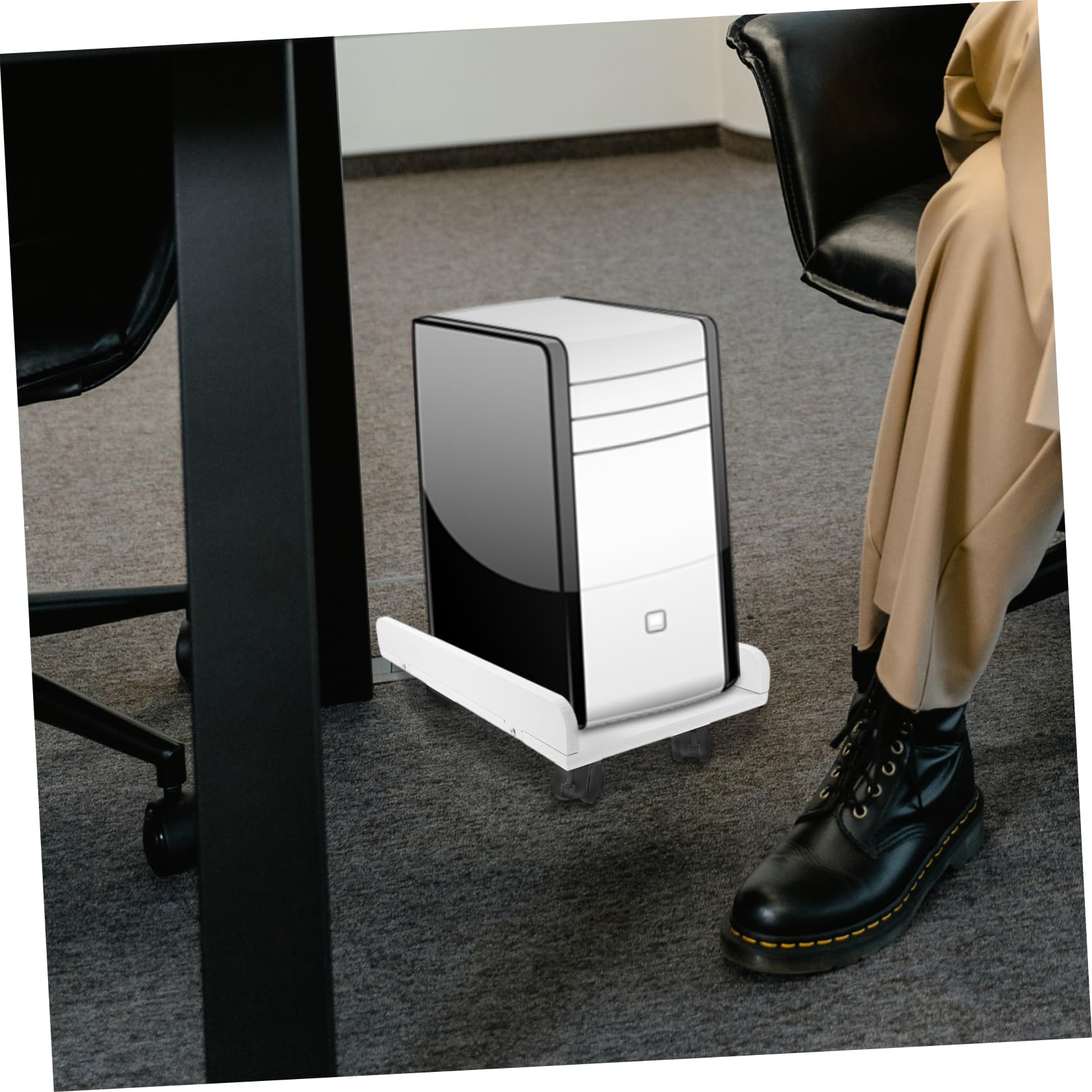Soporte para Torre de PC Material Madera y Plástico Ruedas, Diseño Multifuncional y Capacidad de Carga Fuerte Adecuado para Escritorio de Oficina