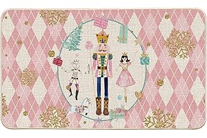 Artoid Mode Pink Diamond Plaid Nutcracker Christmas Doormat
