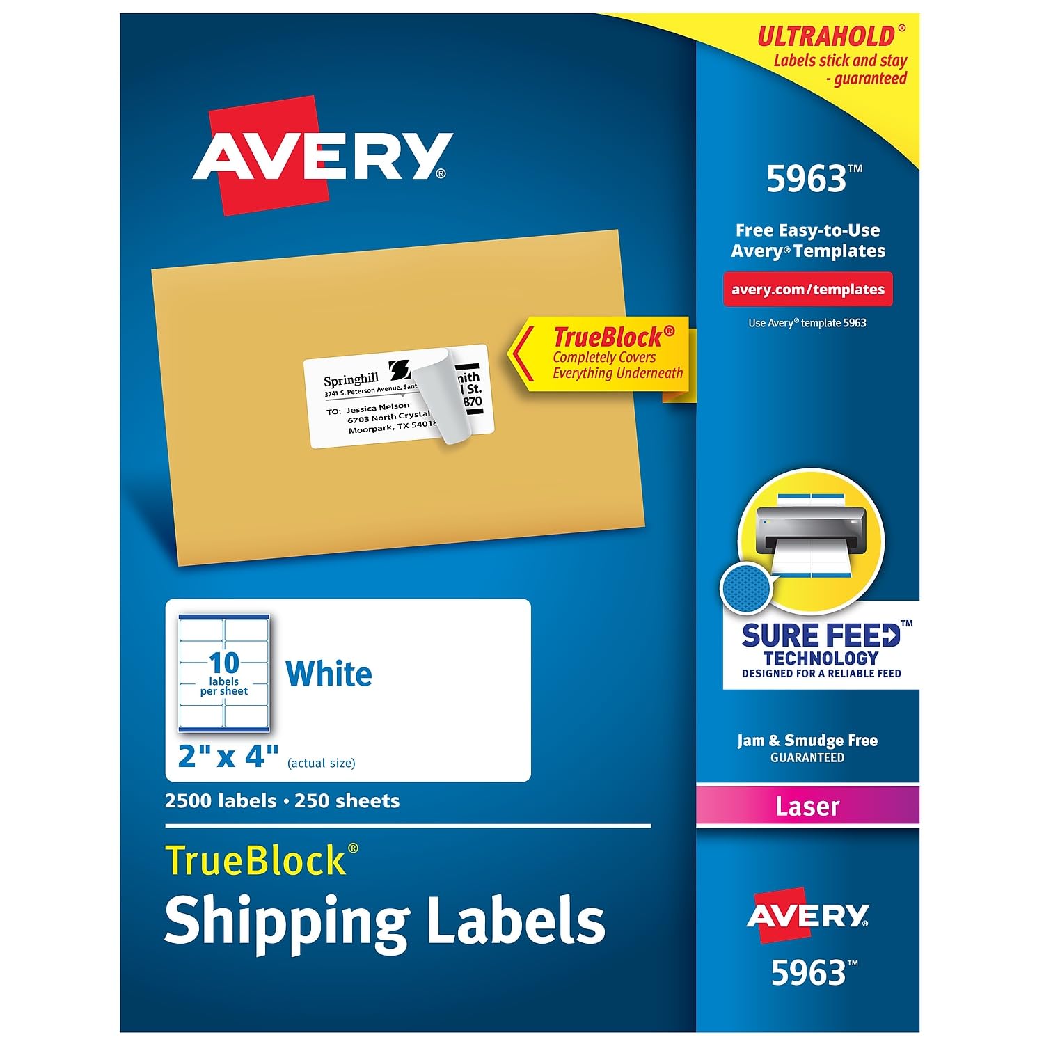 AVE5963 - Averyreg Shipping Labels with TrueBlock Technology
