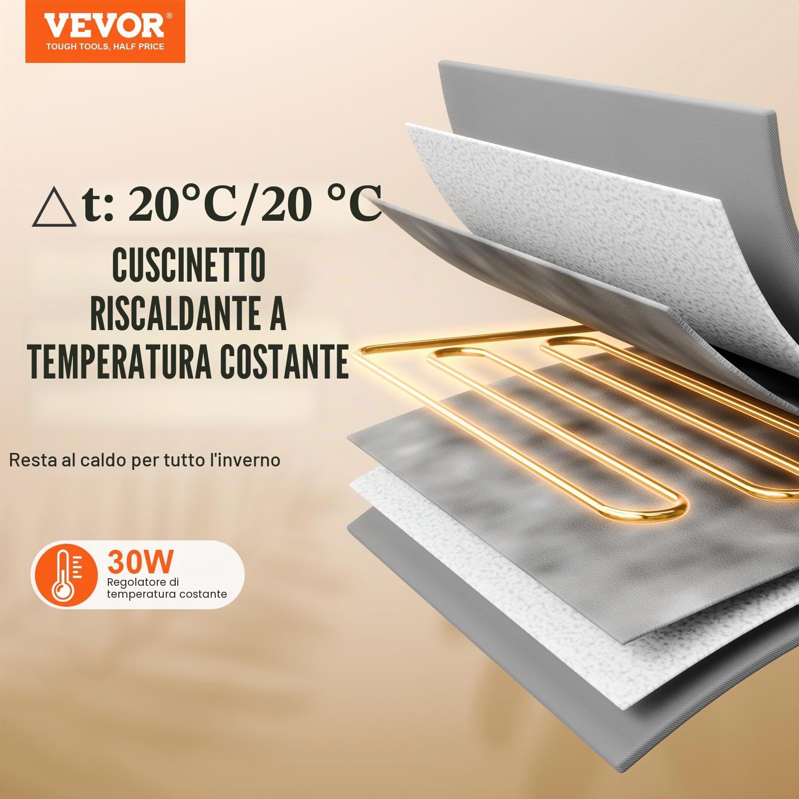 VEVOR Cuccia per gatti riscaldata, per esterni con temperatura regolabile e timer, per gatti pieghevole in tessuto Oxford 600D con cuscino riscaldato per l'inverno