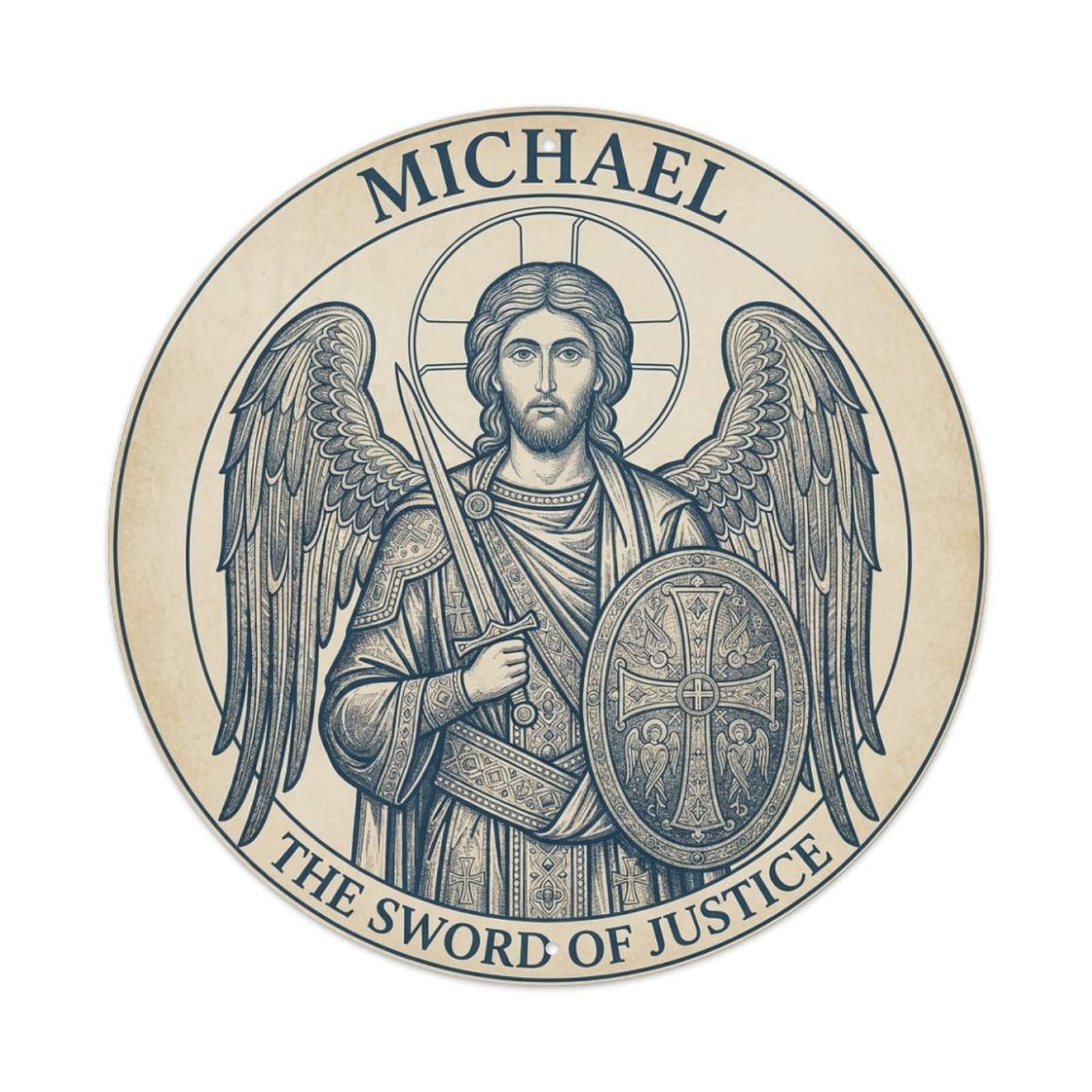 Defender St Michael Archangel The Sword of Justice Metal Tin Sign
