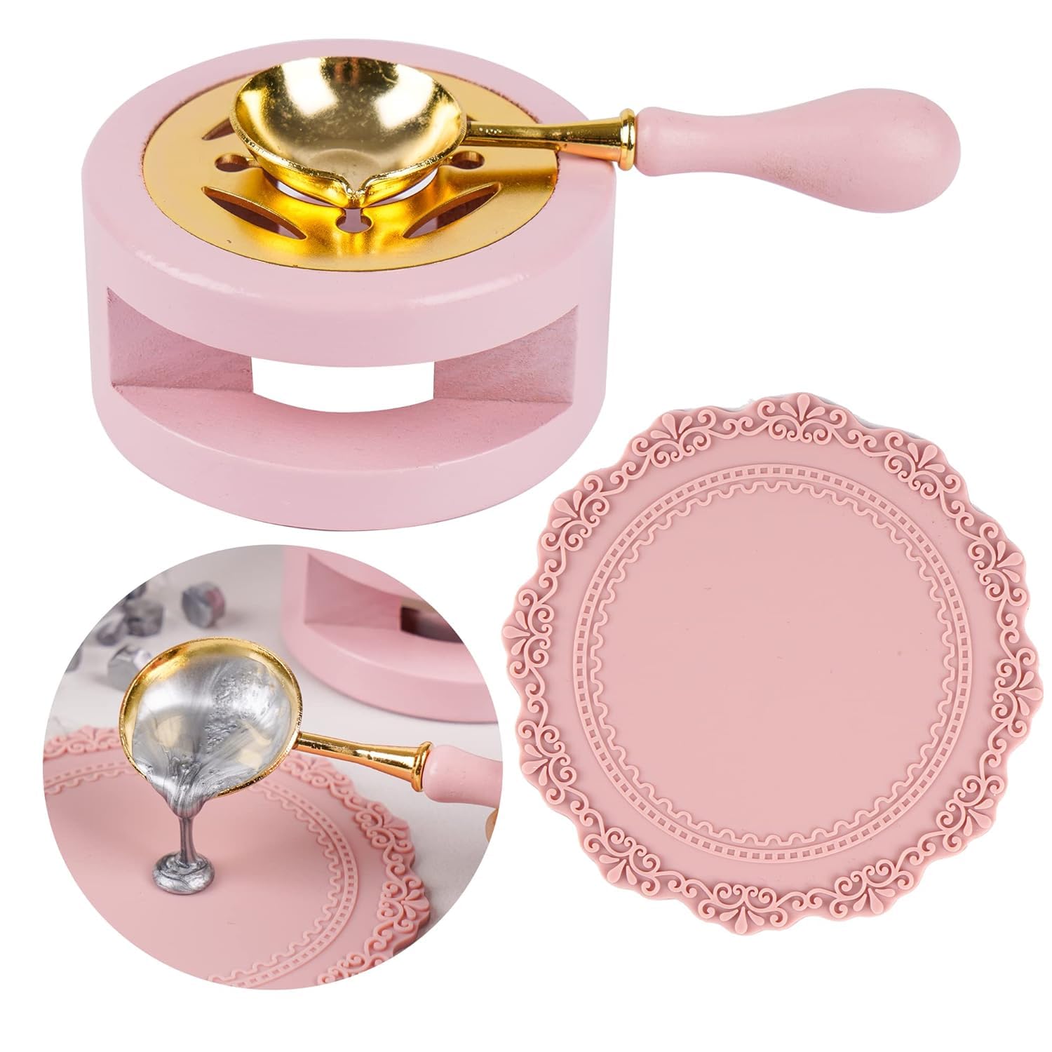 Wax Seal Kit With Furnace, Spoon, and Silicone Pad for Melting Beads or Sealing Sticks