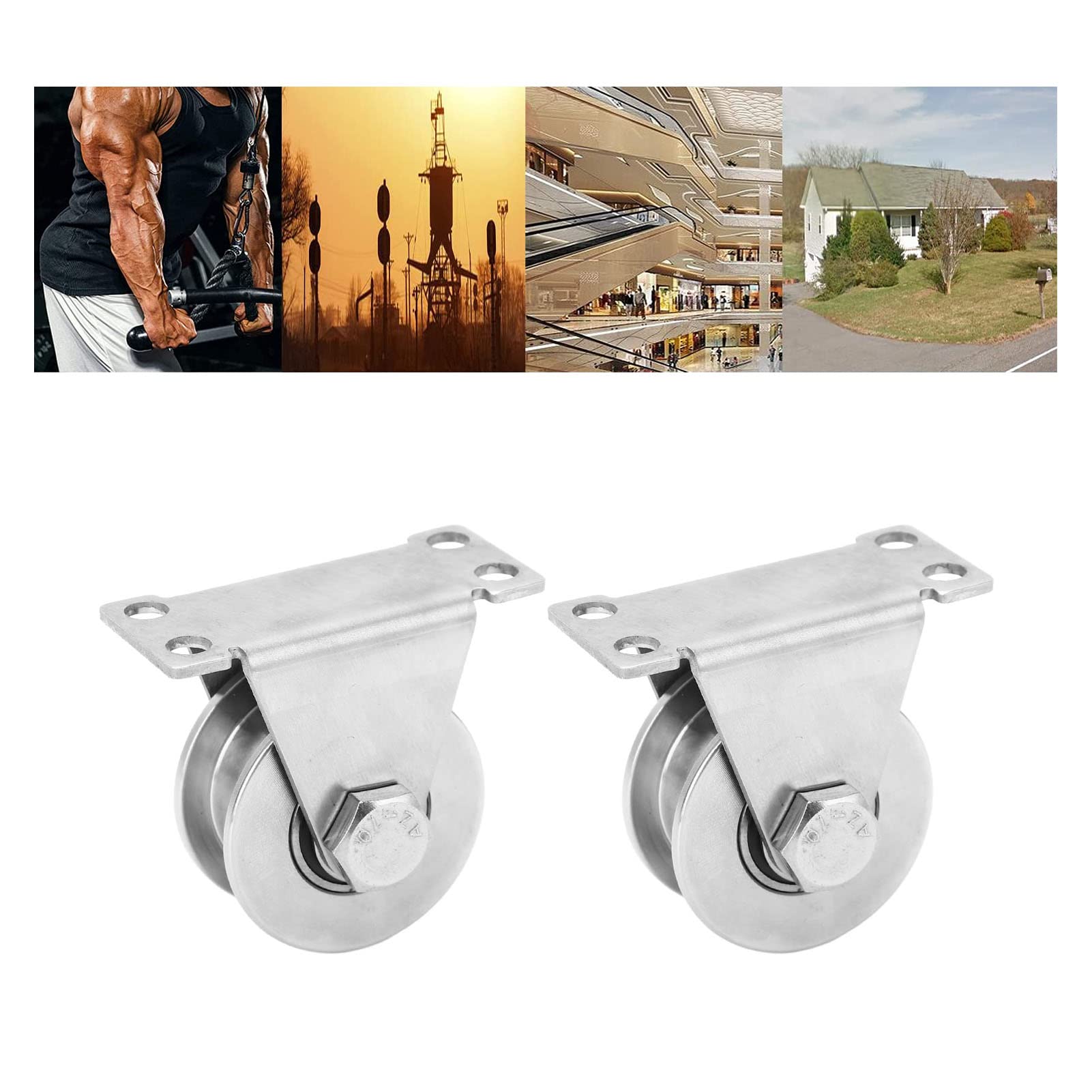 Leapiture 2 Pcs Wheel Pulley Block Single Pulley 100KG Bearing Stainless Steel Pulley Block Quiet Smoothly Sturdy for Wall Ceiling