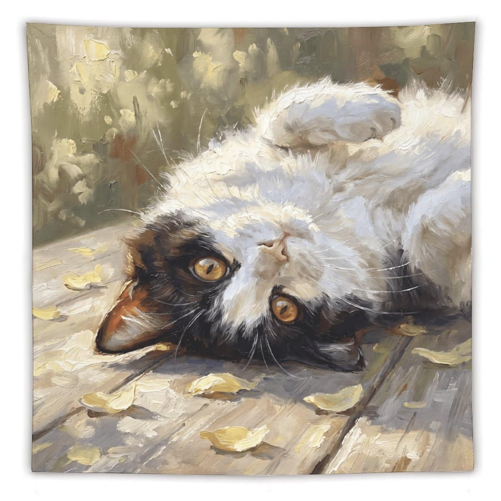 H3B8U2Y5 Upside Down Tuxedo Cat Wall Tapestry, Realistic Illustration