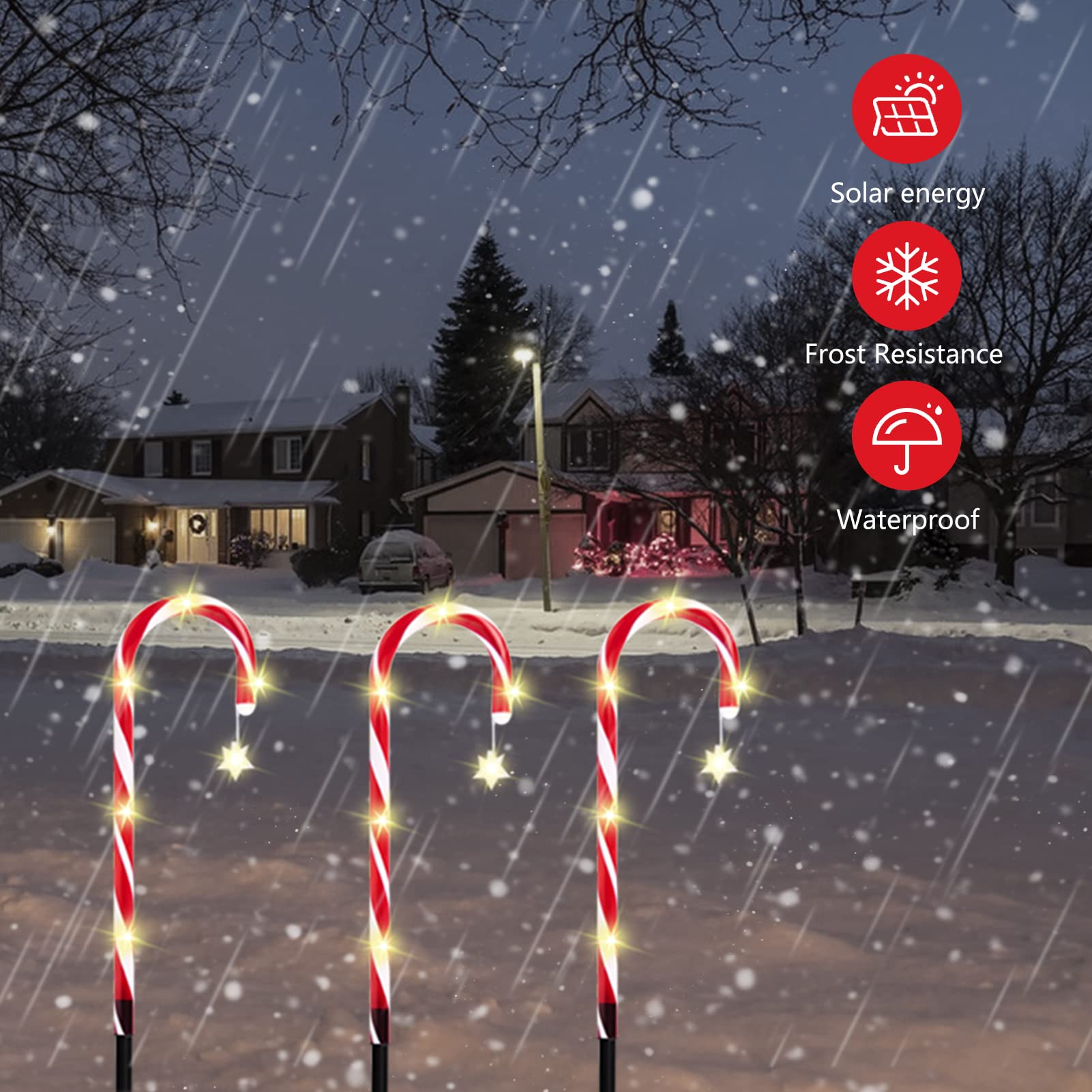 Amazon.co.jp: 12本セット キャンディケイン ソーラー 埋め込み